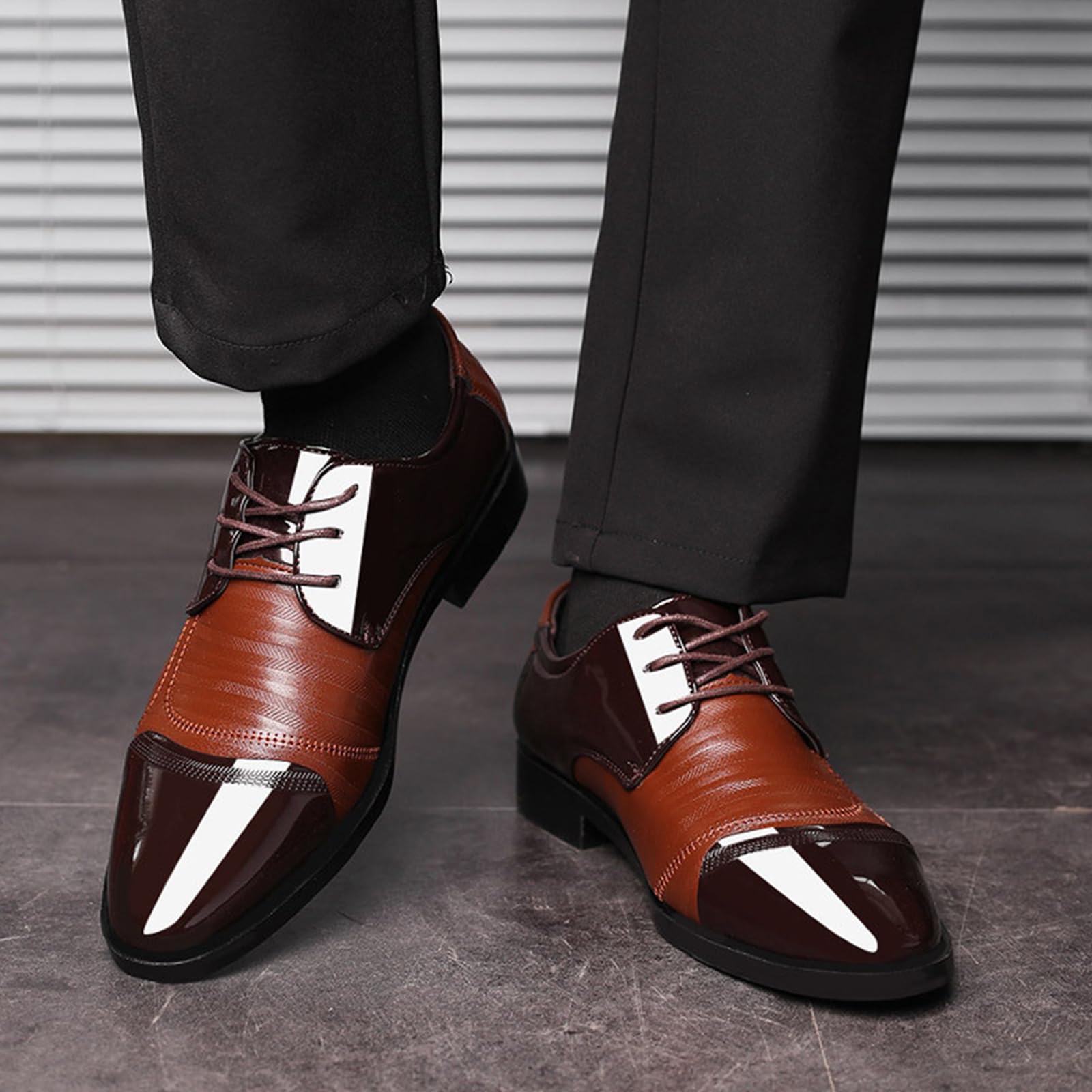 Scarpe Eleganti da Uomo Stringate A Punta Scarpe Oxford | in pelle PU antiscivolo Casual Festa Business formali Ufficio Matrimonio