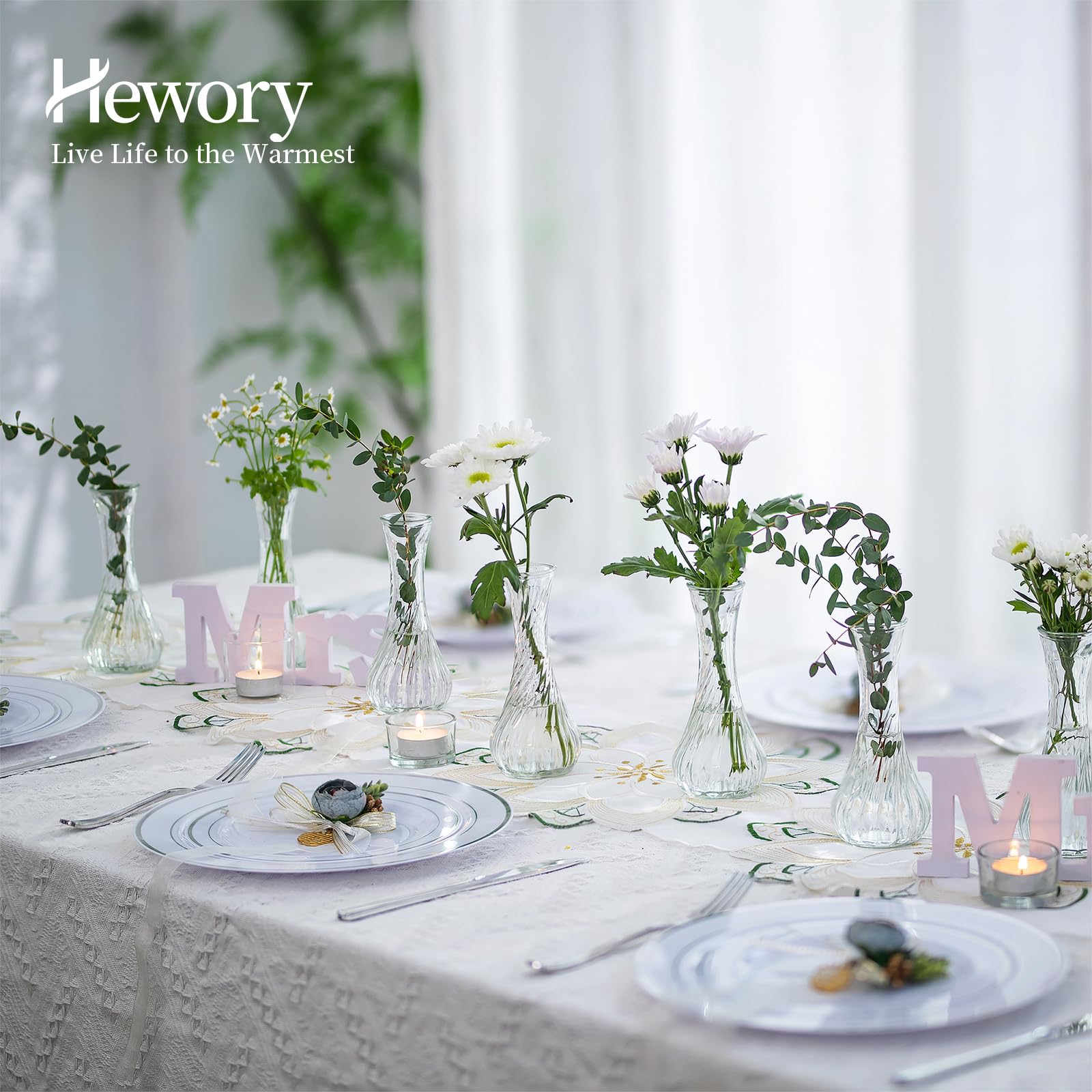 Hewory Petit Vase Deco Table - 12 Soliflore en Verre Petit Vase en Verre Transparent pour Centre De Table - Vases Decoratifs pour Decoration Mariage Anniversaire Home Salon Parti