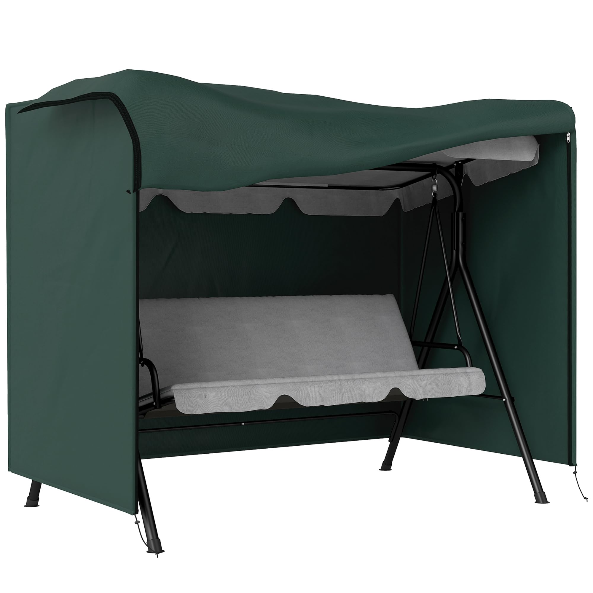 600D Oxford 3-Seater Patio Swing Cover Outdoor Swing Chair Cover Rain Protection Waterproof Anti-UV, Dark Gray