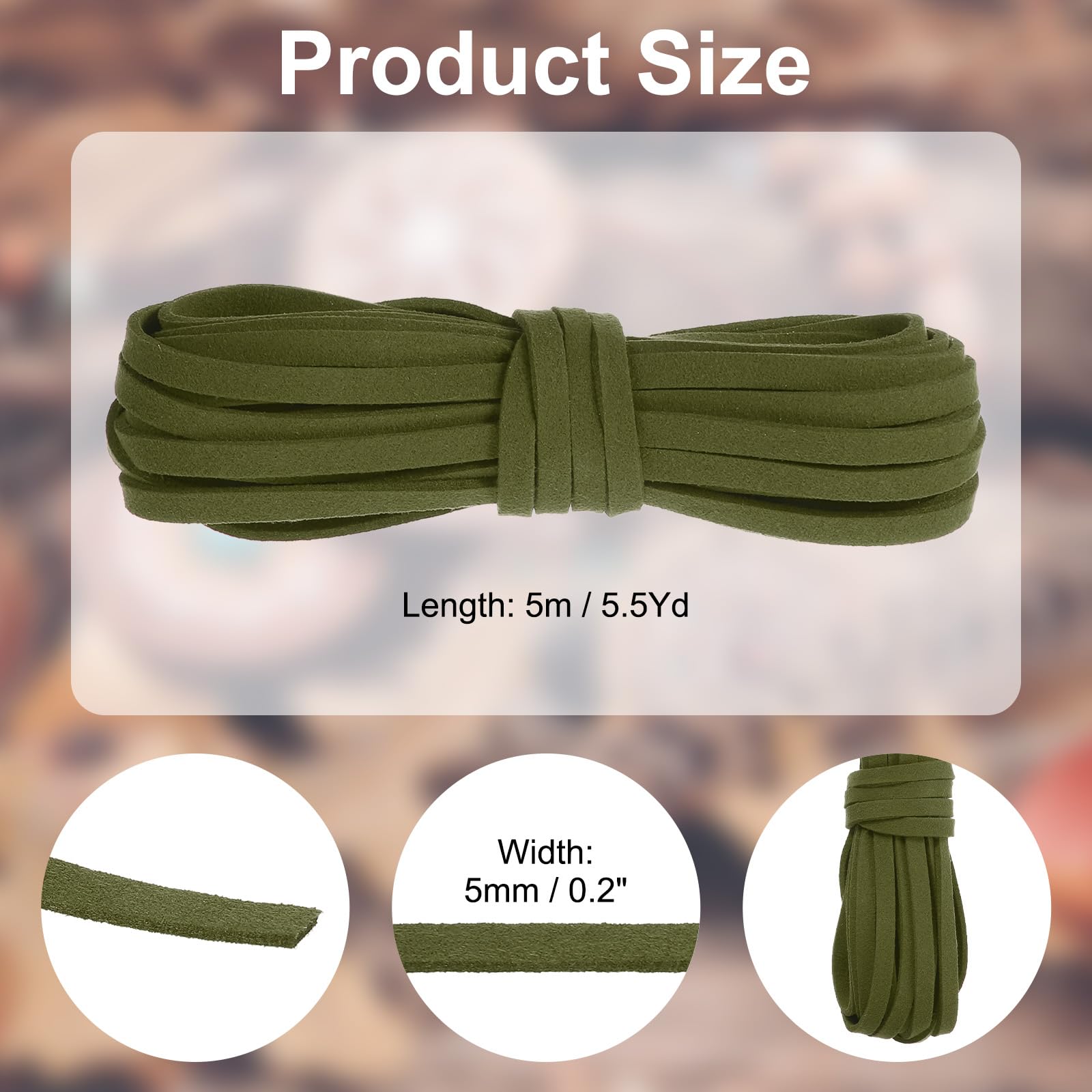 PATIKIL 5.5 Yards x 5mm Faux Suede Leather Cord, Leather Lace String for Bracelet Necklace Beading Making DIY Crafts, Light Green - Image 2