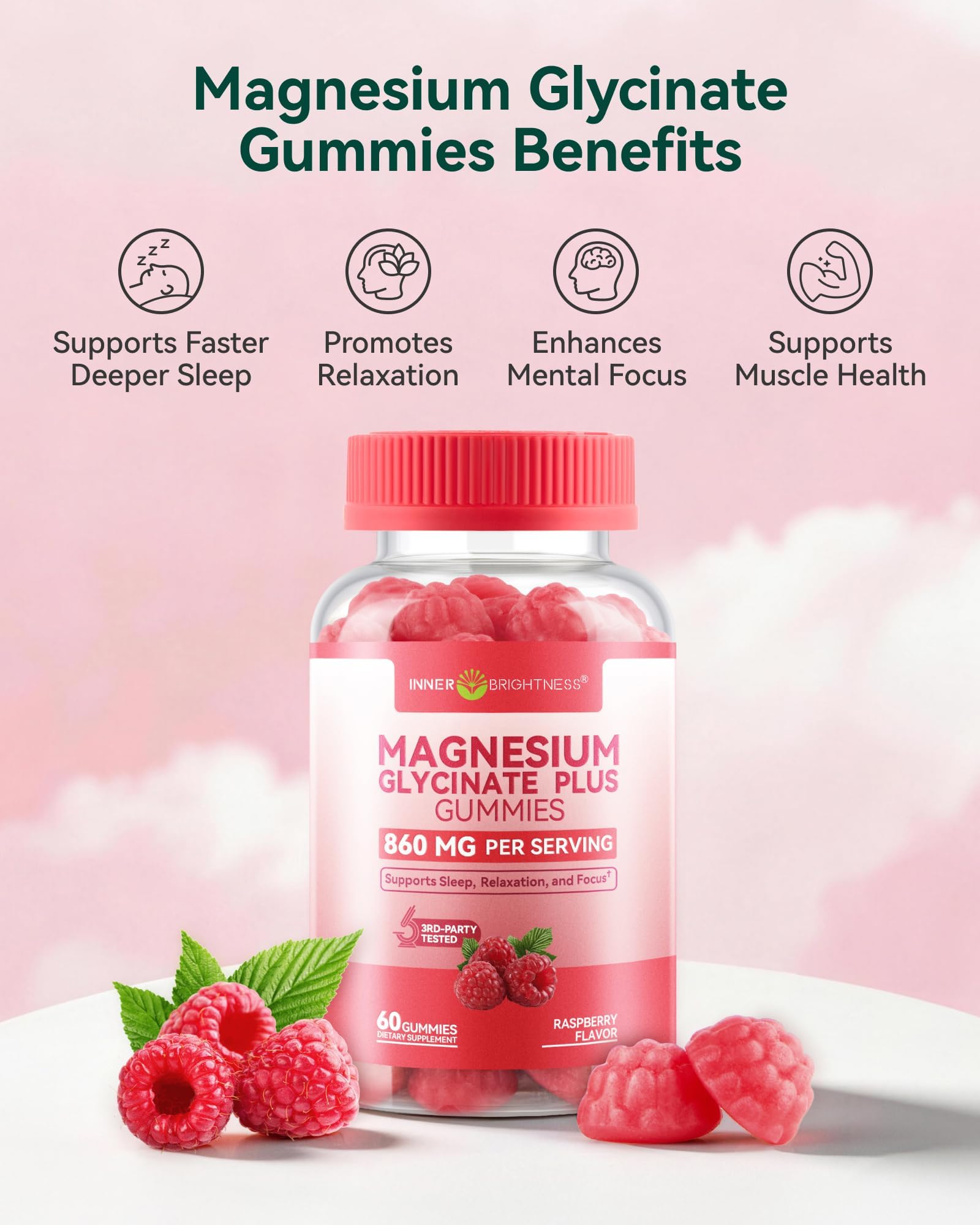 Magnesium Glycinate Plus Gummies 860mg, Sugar‑Free, Adults & Kids 4+ — Amazon image 2