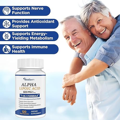 Miniatura 5 de Ácido alfa lipoico 600 mg ALA Suplemento antioxidante para nervios, energía y apoyo al metabolismo, vegano 120 cápsulas (S)