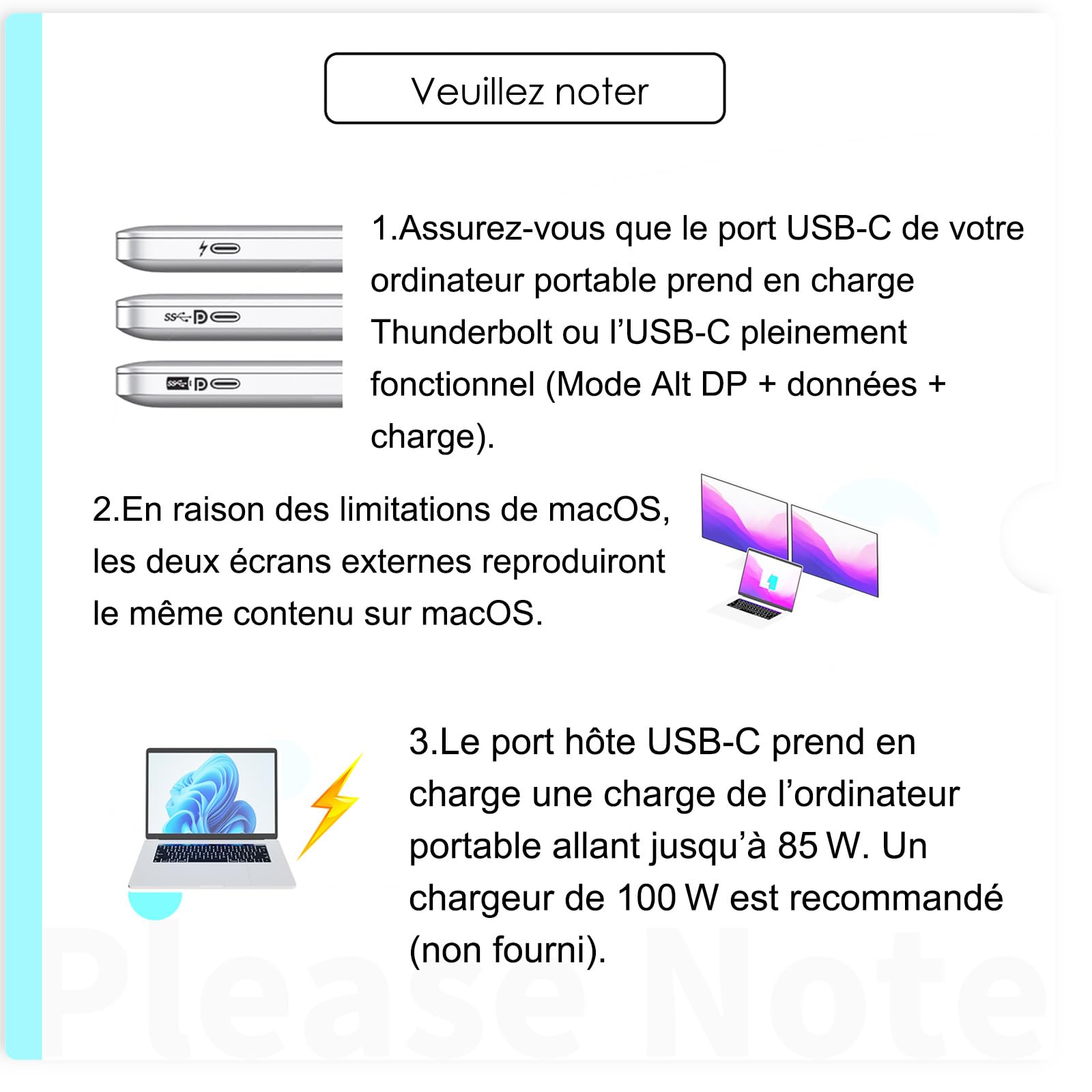 WAVLINK Station d'accueil USB C 10-en-1 pour ordinateur portable, double HDMI 4K@60Hz, ports USB A/C 3.0, emplacements SD/TF, charge PD 100W, Ethernet Gigabit, port audio, compatible with Dell/HP