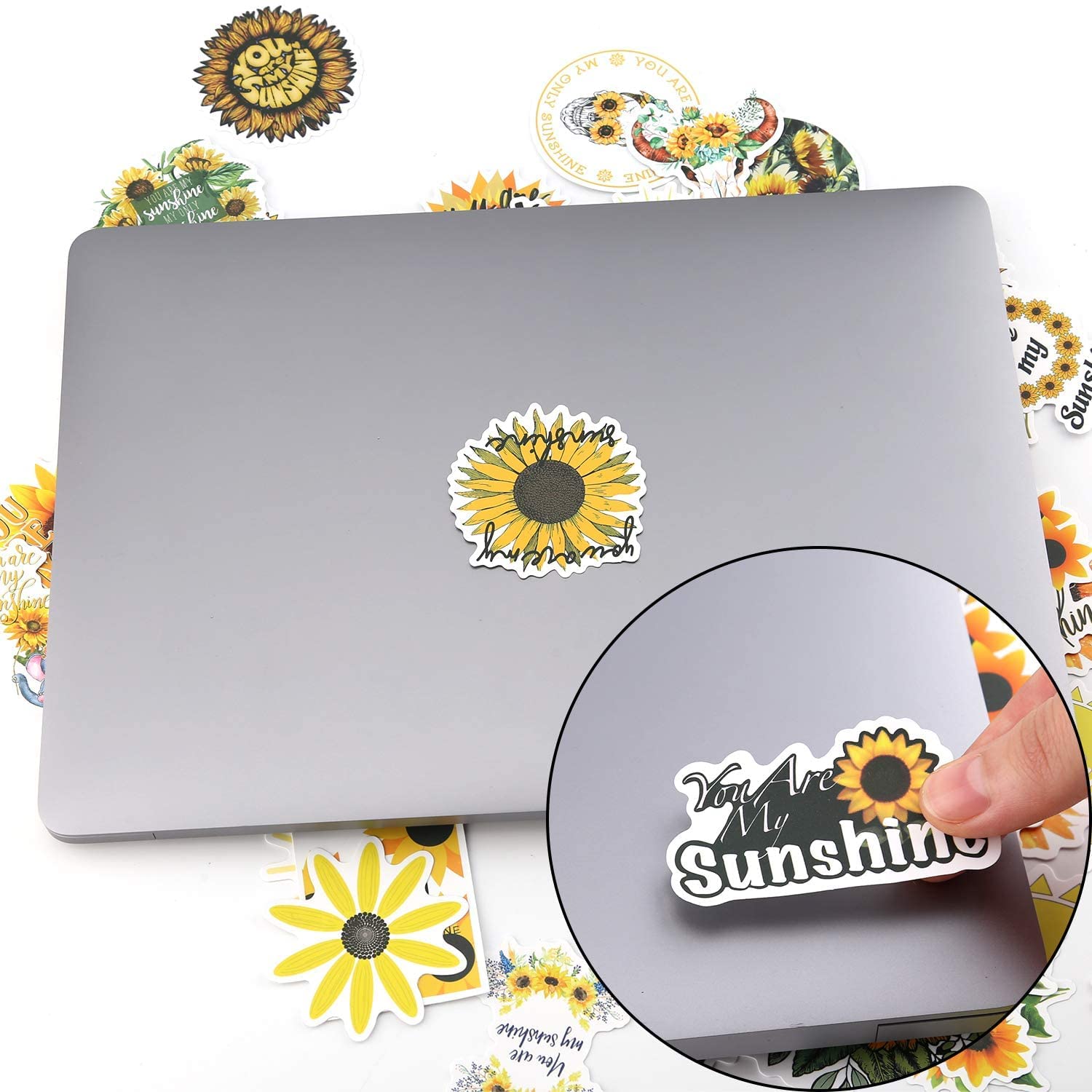 SAVITA 50 stuks zonnebloemstickers van vinyl, waterdicht, duurzaam