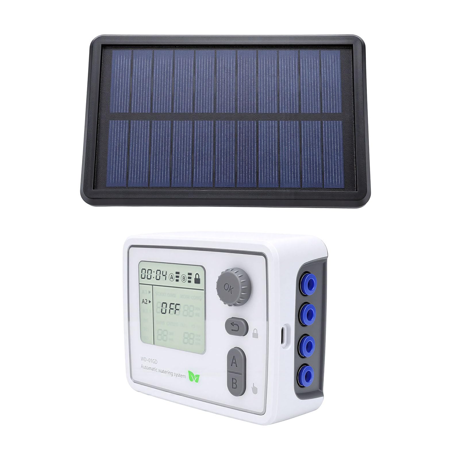 Topiky Kit di Irrigazione Solare a Goccia per Balcone, Giardino, di Irrigazione Automatico Intelligente WiFi con Timer, Supporto Ad Energia Solare 2 Pompe 20 Vasi, Ideale per la Cura delle Piante da