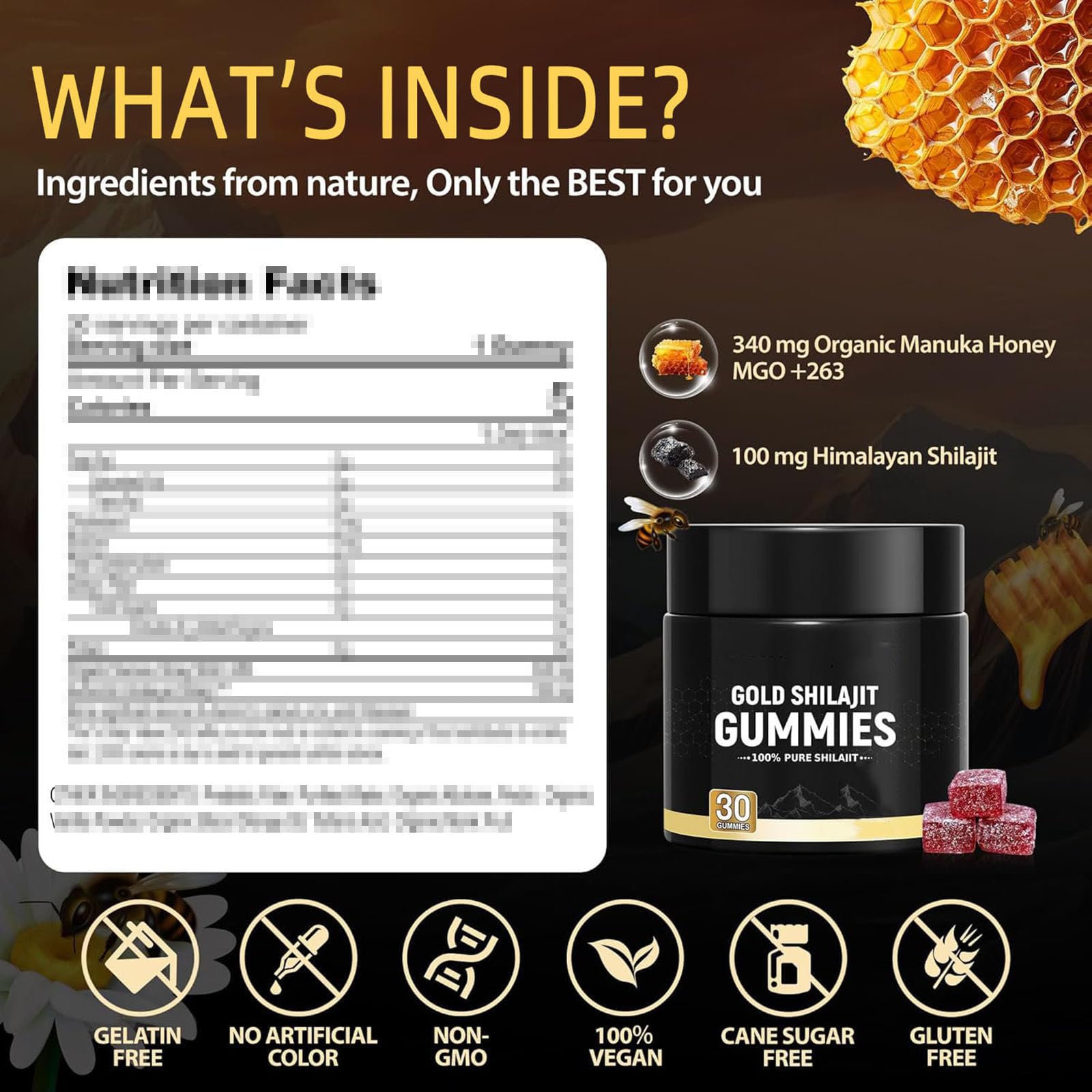 Gummies Shilajit 30 Pièces - Extrait Himalayen Naturel - énergie Et Anti-âge