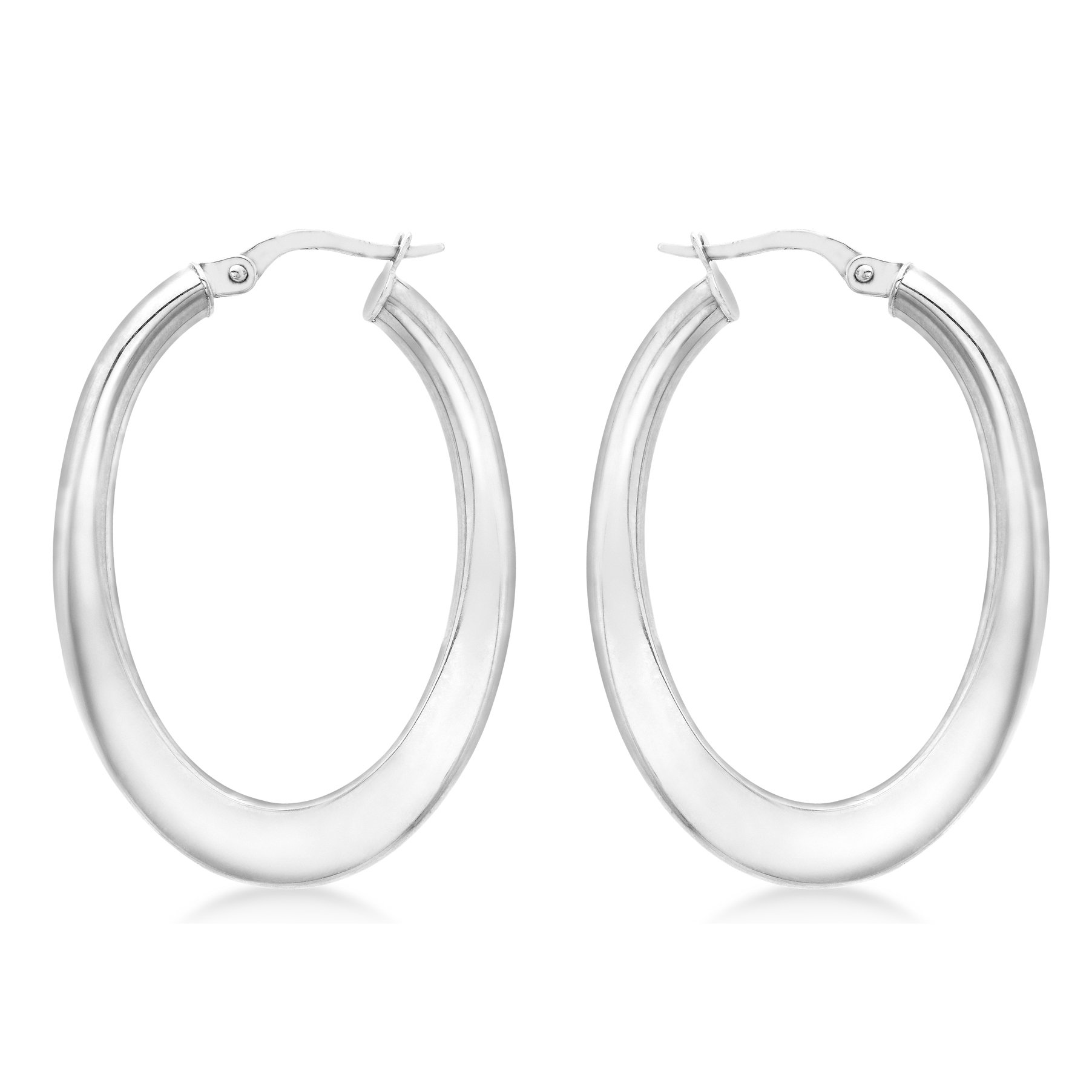 CARISSIMA Women's 9 ct White Gold Oval Wave Creole Earrings