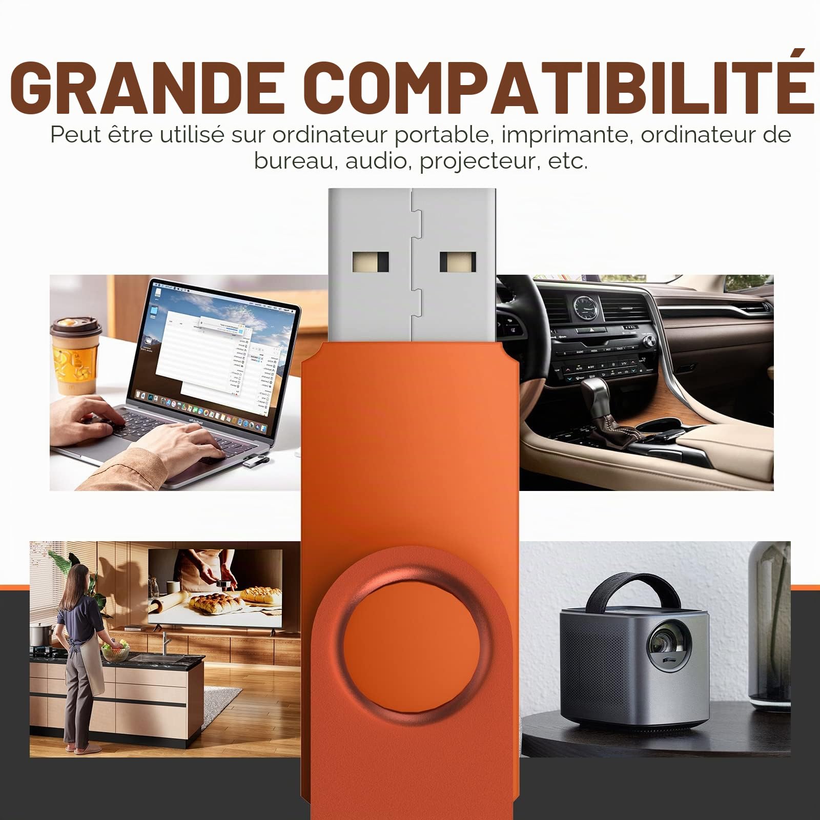 Uflatek Cle USB 8 Go Lot de 10 USB 2.0 Clé USB Flash Drive Rotative Clef USB Couleur Mixte Mémoire Stick Métal Flash Drive avec Cordes