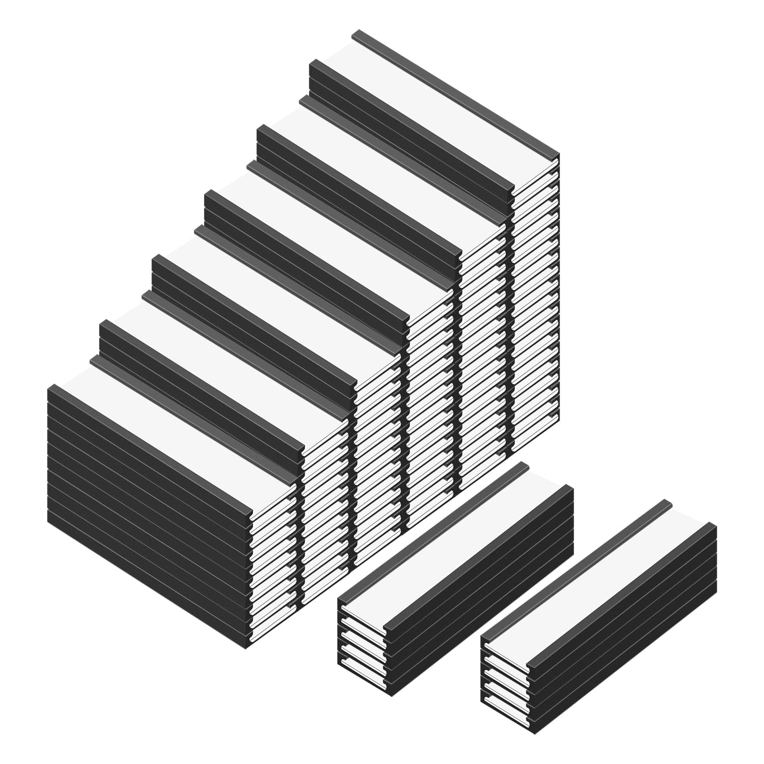 MVISUAL C Channel Magentic Label Holders 0.5x2 Inches with Paper Inserts and Clear Plastic Protectors,Magnetic Data Card Holders File Cabinet,Pack of