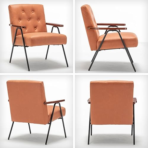 Miniatura 21 de UNICOO - Sillas decorativas modernas, sillón de mediados de siglo, sillas de sala de estar, silla de ocio con patas de metal, sillas laterales de