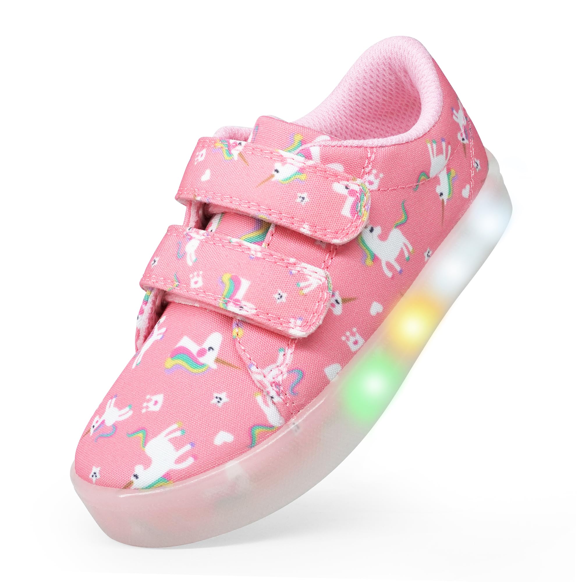 YESKIS Boys Girls Light Up Shoes Vivaki LED Canvas Cartoon Casual Sneakers for Toddler Little Kid Size 5-12
