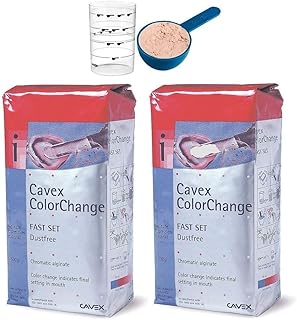 Cavex ColorChange Alginate Molding Powder- Fast Set 500g Pack of 2 with Cavex Scoop & Measuring Cup