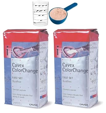 Cavex ColorChange Alginate Molding Powder- Fast Set 500g Pack of 2 with Cavex Scoop & Measuring Cup