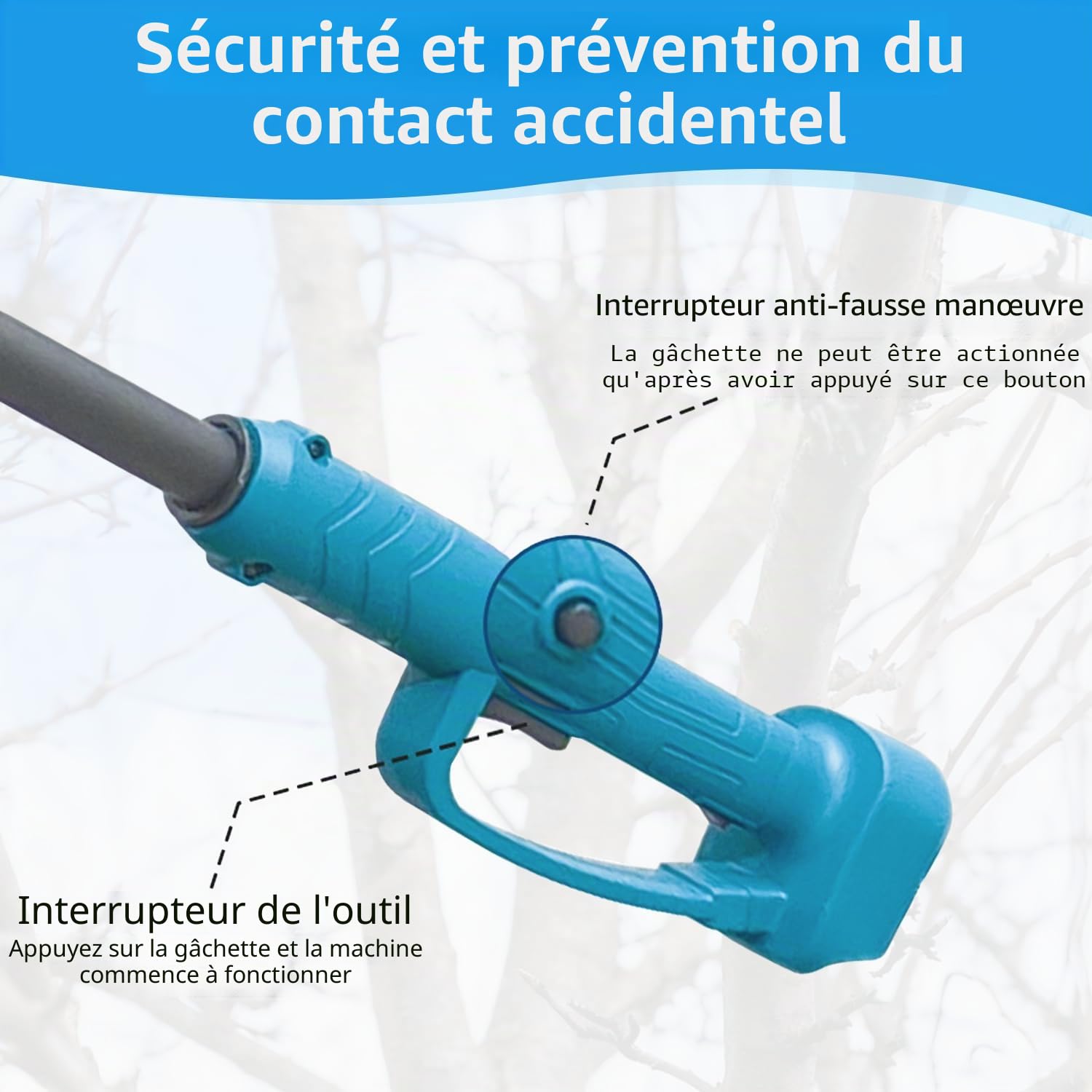 Perche télescopique pour élagueuse et sécateur Compatible avec Makita 18 V (sans batterie), sécateur télescopique extensible jusqu'à 2 m, rotation, rallonge en alliage d'aluminium avec sacoche