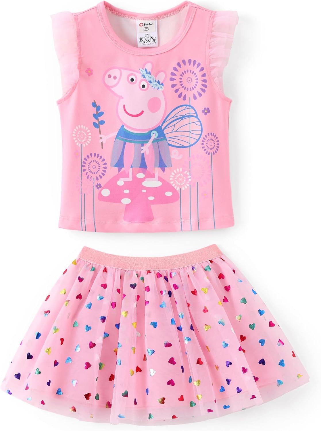 Peppa Pig Girls Skirt Sets Long Sleeves Top Shirt and Skirt Fall Outfits Cute Clothing Sets for Birthday Party Toddler Girl