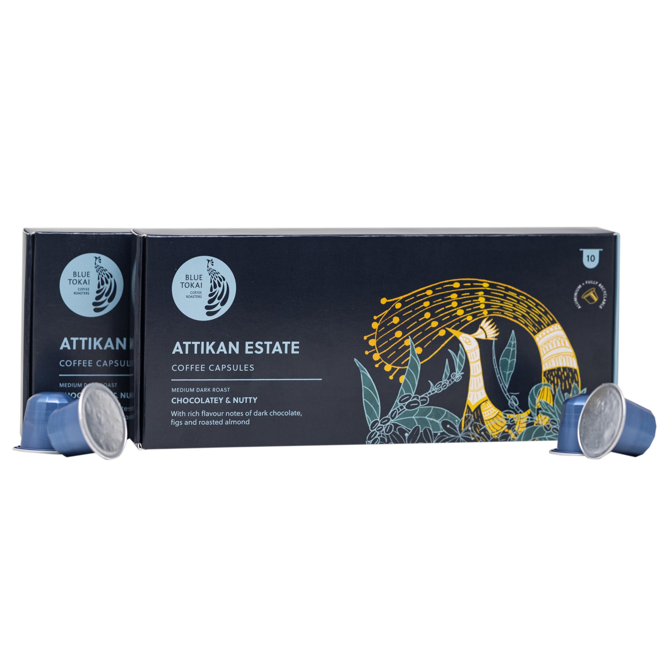 Blue Tokai Coffee Roasters Aluminium Capsules Attikan Estate - Medium Dark Roast With 100% Speciality Arabica | 10 Pods In Each Pack | Nespresso Compatible Coffee Pods | Pack Of 2 (B0DGXHM2LQ) Amazon Price History, Amazon Price Tracker