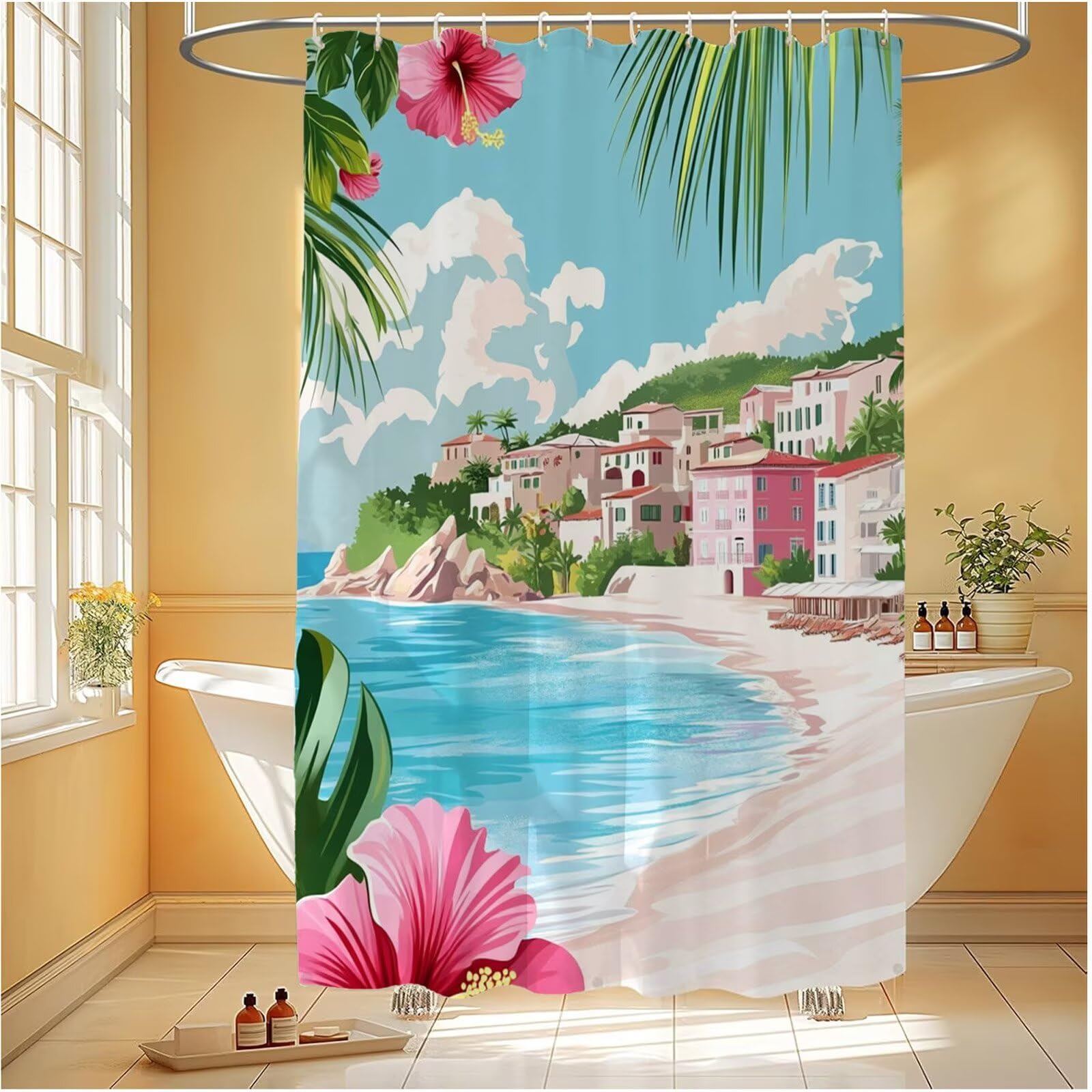 Rideau de douche océan 90x200 cm en polyester imperméable