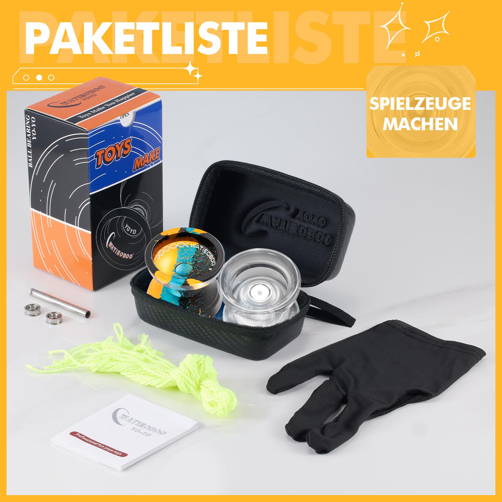 Professionell kompatibel Yoyo für Kinder, kombiniert Yo-Yo für Anfänger und Erwachsene, Fortgeschrittenes Yo Yo + extra nicht reaktive YoYos-Lager