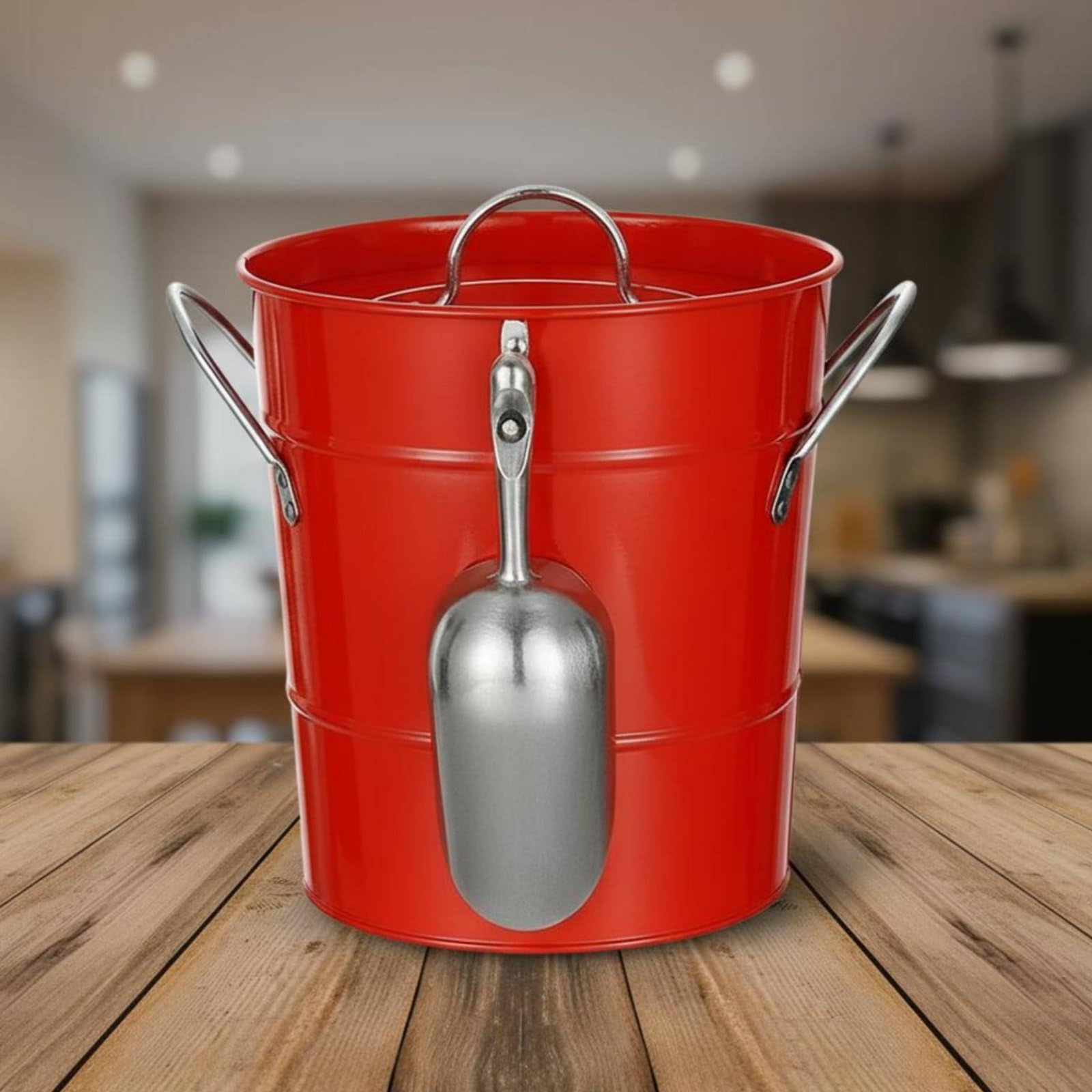Cubo de Hielo de Doble Capa Cubitera Balde Contenedor con Exterior Galvanizado Liner Extraíble para Tapa para Servir, Color to 1, Doble Capa Engrosada con Pala De Hielo