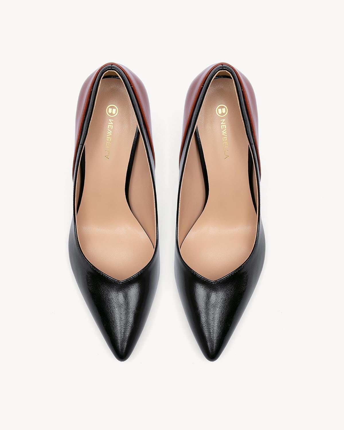 NEWBELLA Pumps for Women - Pointed Toe Stiletto Heels, Two Tone Color Matching Dress Shoes for Women High Heel Evening Party Womens Shoes