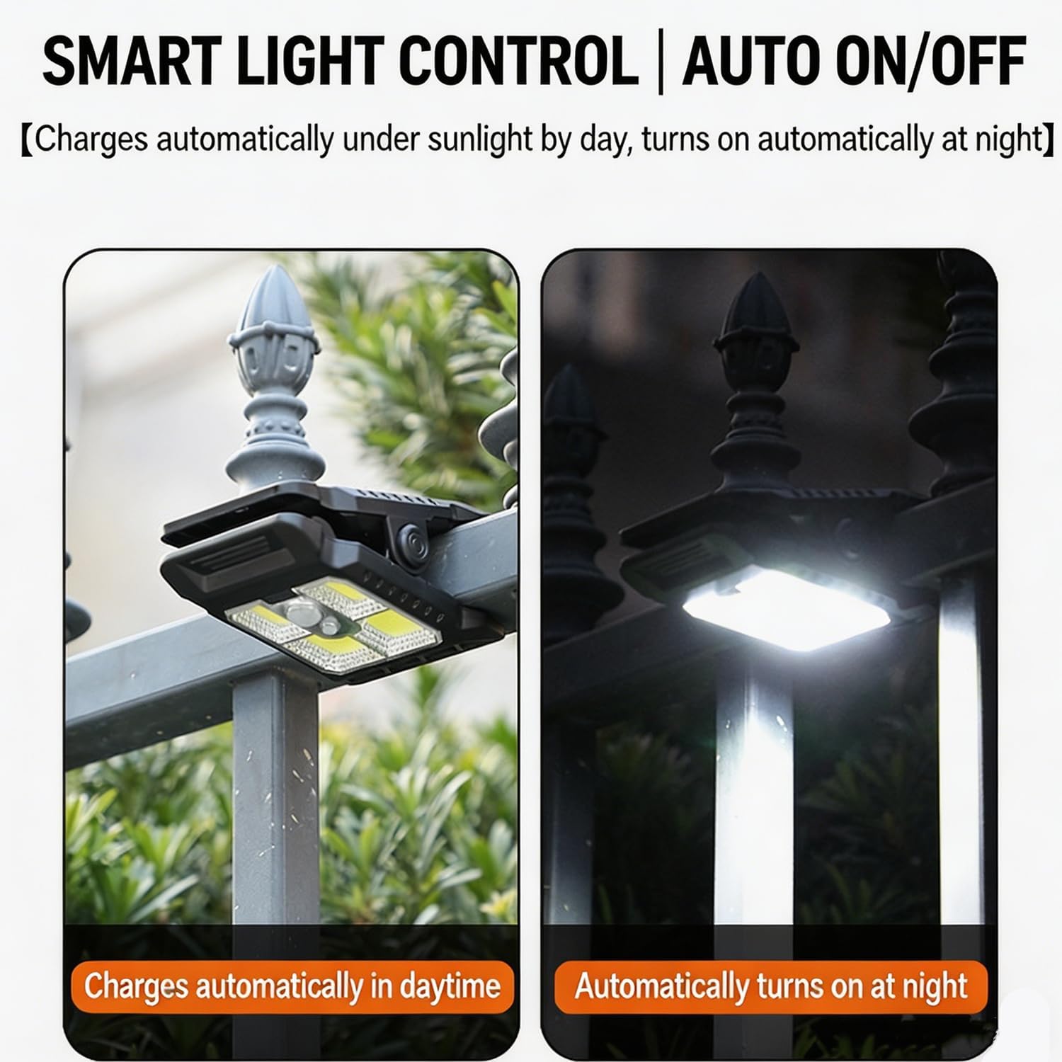 4 Pcs Solar Clip Light with Motion Sensor, Clip On Solar Lights Outdoor Water Proof, Solar Powered, 3 Modes, Adjustable Clip On LED Light for Garden, Multifunctional Clip Lamp for Garage (Black)