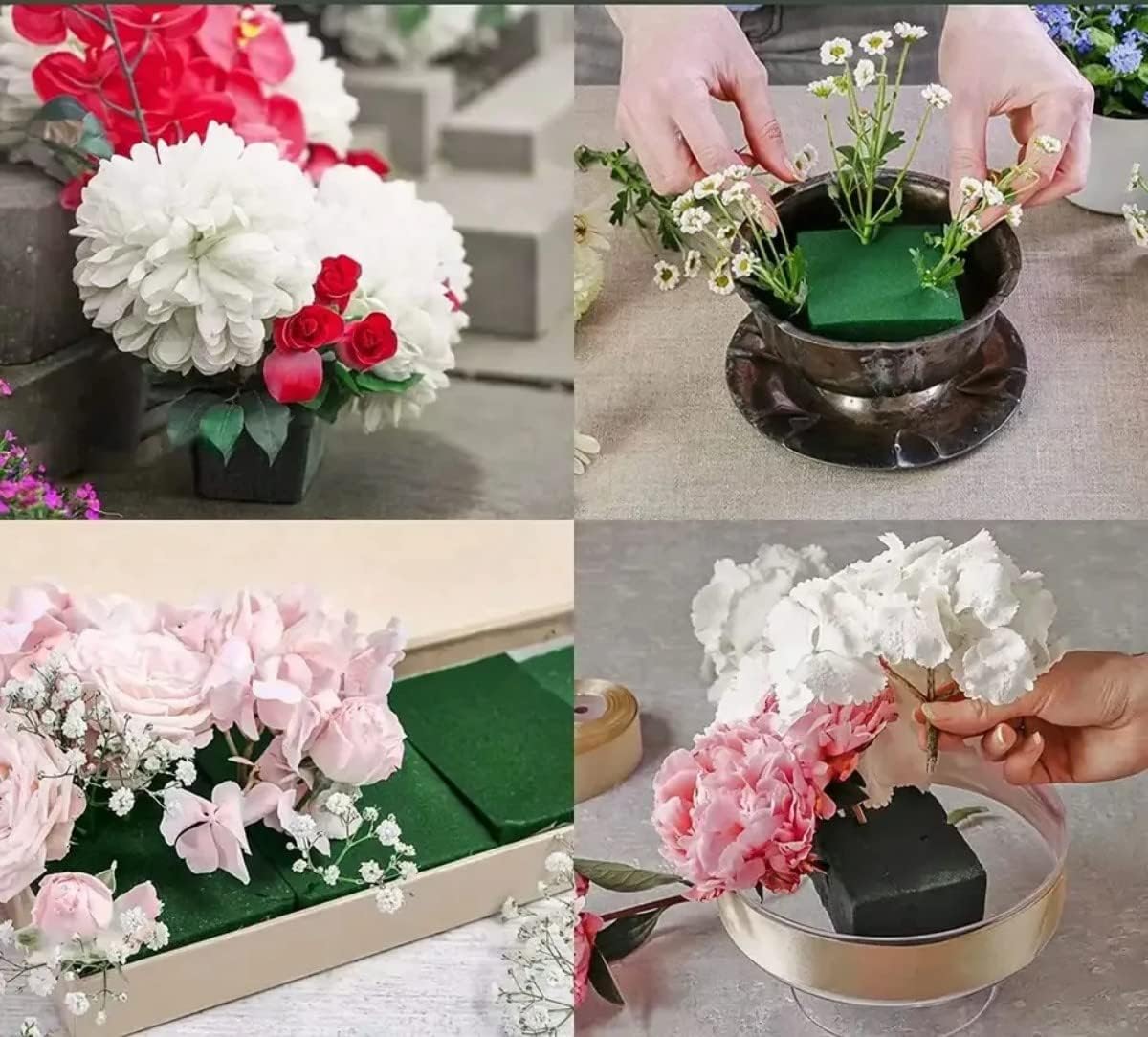 2pc Flower Mud Foam Bricks Green Florist Styrofoam Blocks for Spring Fresh Flower ArrangementFlower Arrangement, Wedding,Party Decoration and Crafts Supply (Bright green)