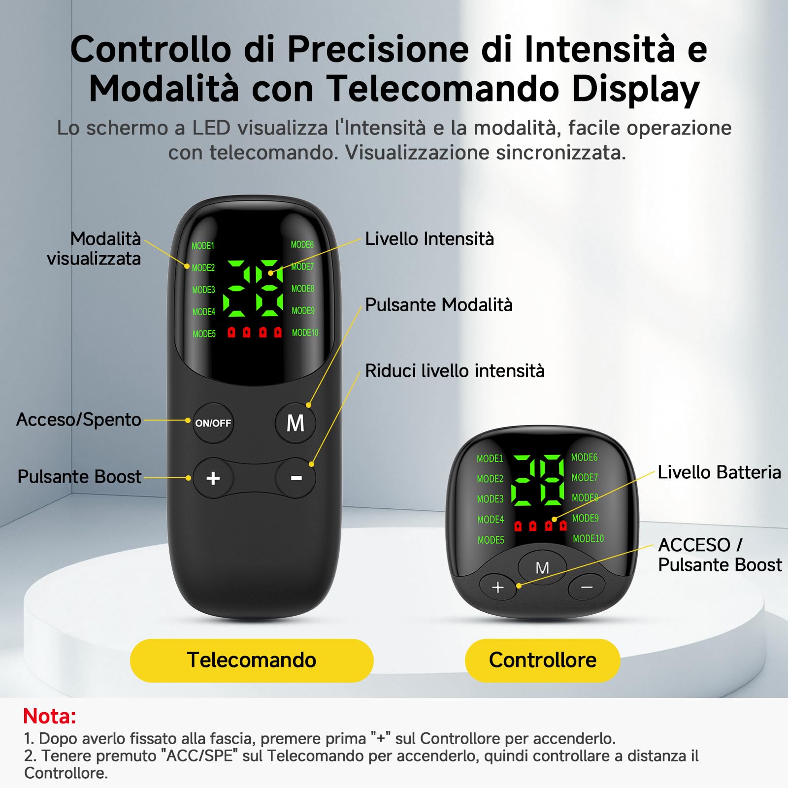 Elettrostimolatore Muscolare per Collo e Schiena, EMS Massaggiatore Schiena e Collo, Elettrostimolatore 30 Livelli 10 Programmi con Telecomando, Allenatore per Collo EMS, Stimolatore Muscolare Collo