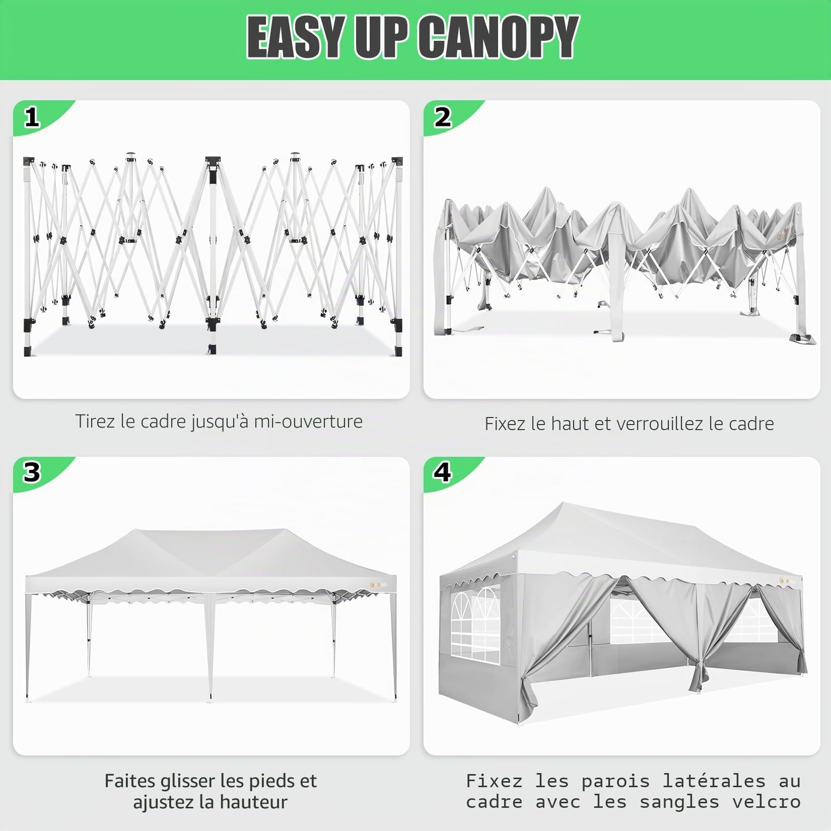 Hoteel Tonnelle Barnum Pliante 3x6 de Jardin Extérieur Professionnel avec 6 Parois, Sac à roulettes et 4 Sacs de Sable, Installation Facile pour Événements Extérieurs, Imperméable et UV50+, Blanc
