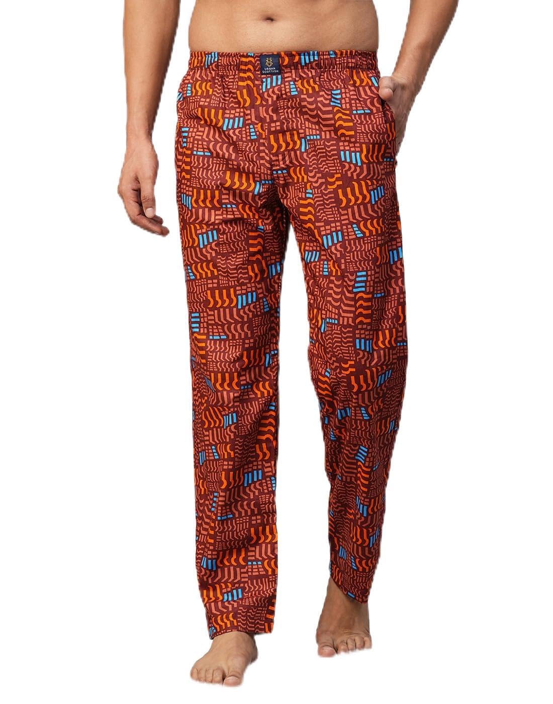 Men's Multicolor Cotton Lounge Pants - Regular Fit, Elastic Closure- USPJ2305-image-1
