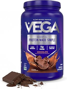 Vega Protein Made Simple Plant-Based Chocolate Protein Powder with 15g Protein Stevia-Free, Clean Nutrition 2.3 lbs 39 Servings
