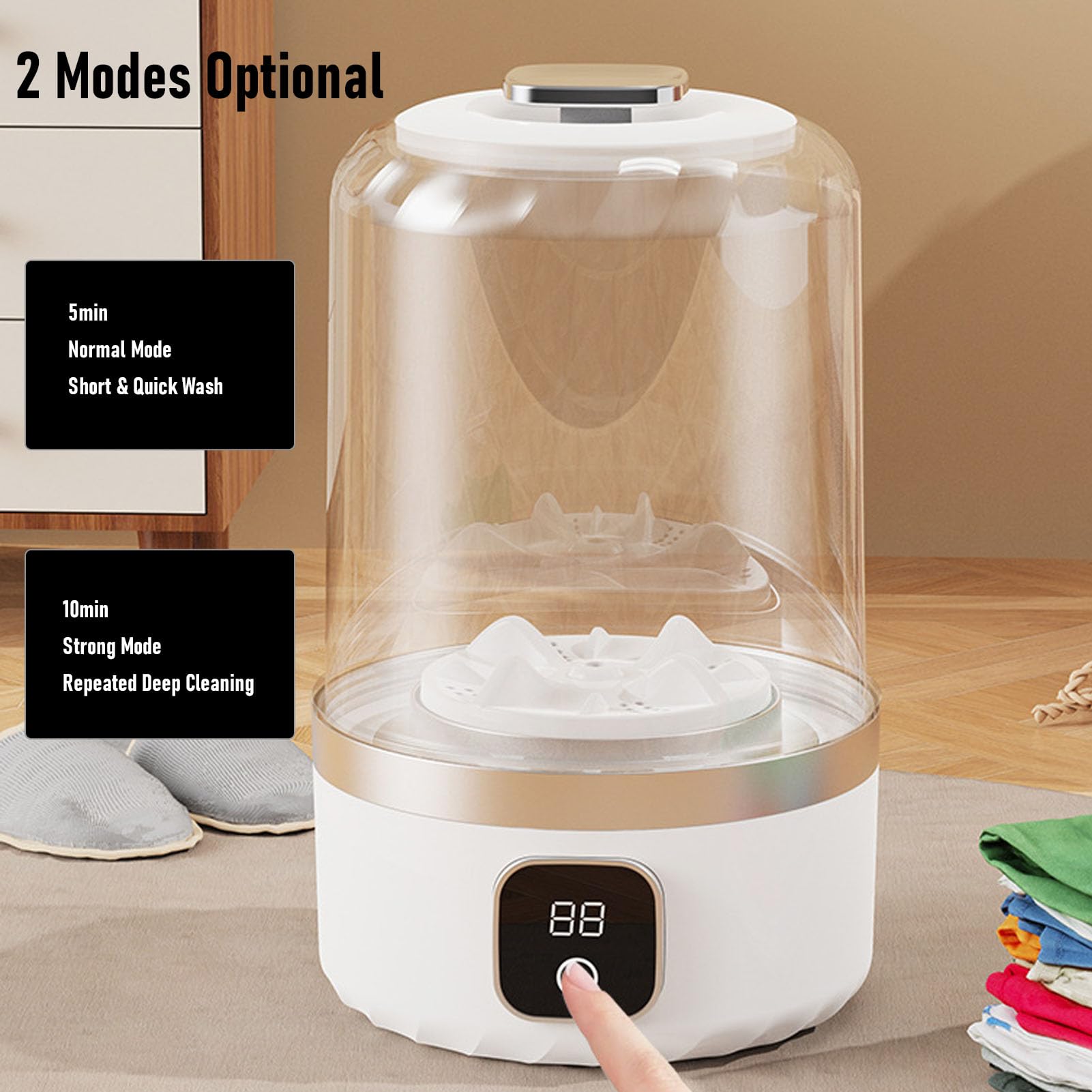 Tragbare Waschmaschine, 1 L Mini-Unterwäschewaschmaschine, Wiederaufladbare Kleine Automatische Waschmaschine für Socken, Reisen, Wohnmobil, Apartment, Hotel, Wohnheim