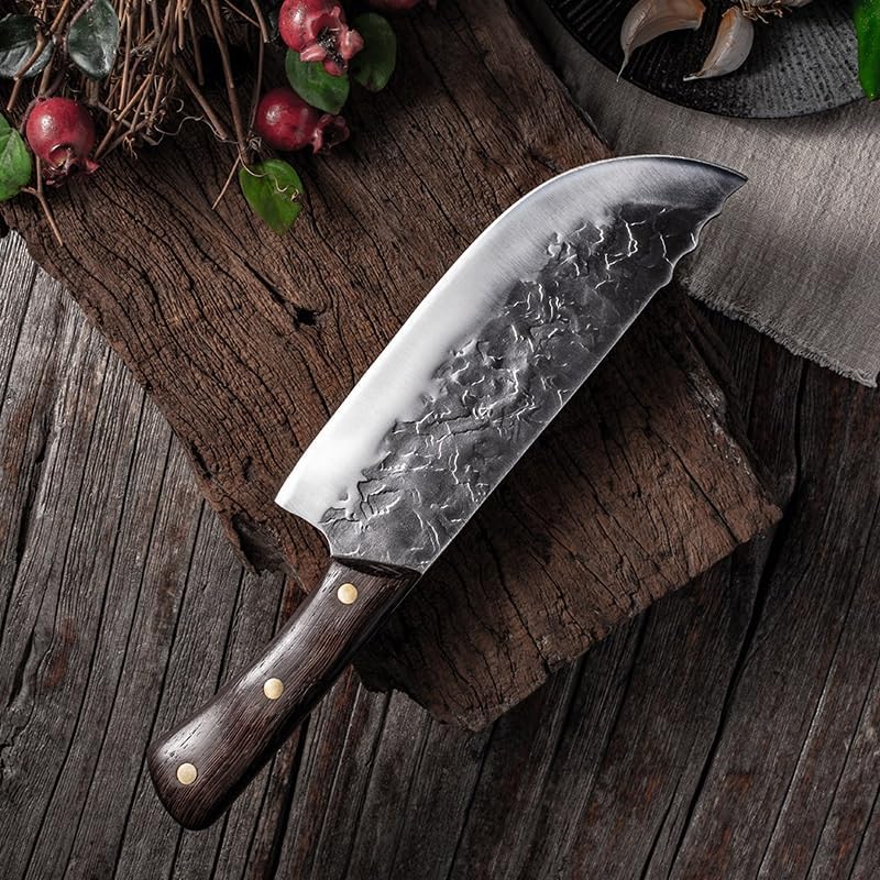 Meat Cleaver,Cleaver Knife 7.6Inch Handmade Forged Kitchen Knife 5CR15 Stainless Steel Butcher Meat Chopping Cleaver Chinese Chef Knife