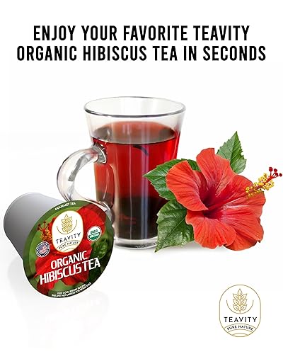 Miniatura 6 de TEAVITY Cápsulas de té de hibisco orgánico  Cápsulas de té orgánicas certificadas por USDA, cápsulas reciclables de una sola porción compatibles con