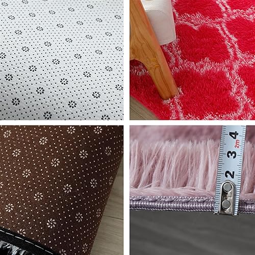 Miniatura 3 de Alfombra geométrica suave y esponjosa, alfombra lanuda de felpa para sala de estar, dormitorio, decoración del hogar, teñido anudado, rosa, 1.3 x