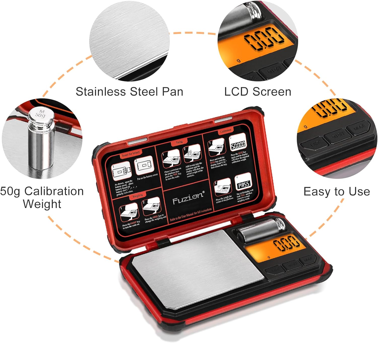Fuzion TRI Digital Grams Scale demonstrating high precision weighing of small items like pills and powders