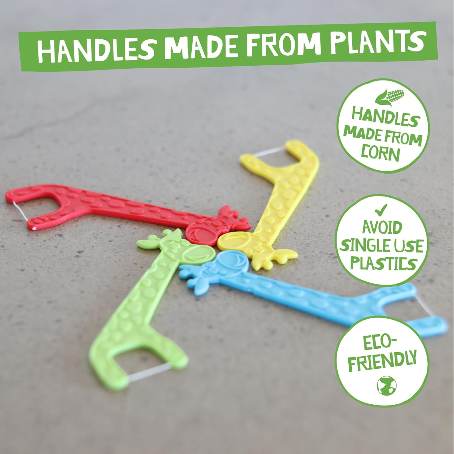 Jack N' Jill Fairy Floss Dental Flossers- Individually Wrapped Recyclable Floss for Kids, Cornstarch Handles and Packaging, No PFAS, Kids First Floss - Pack of 3