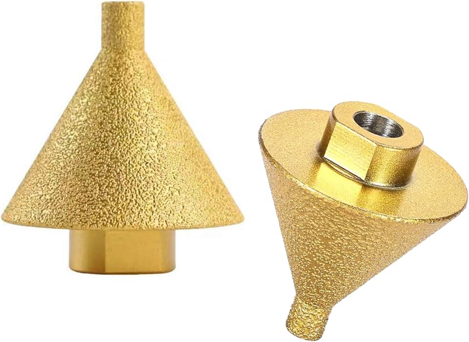 Broca Diamantada 3 Em 1 Ideal Para Perfurar, Chanfrar E Polir Marmore Granito Quartzo E Superficie Dura Rosca M10 (Dourado)