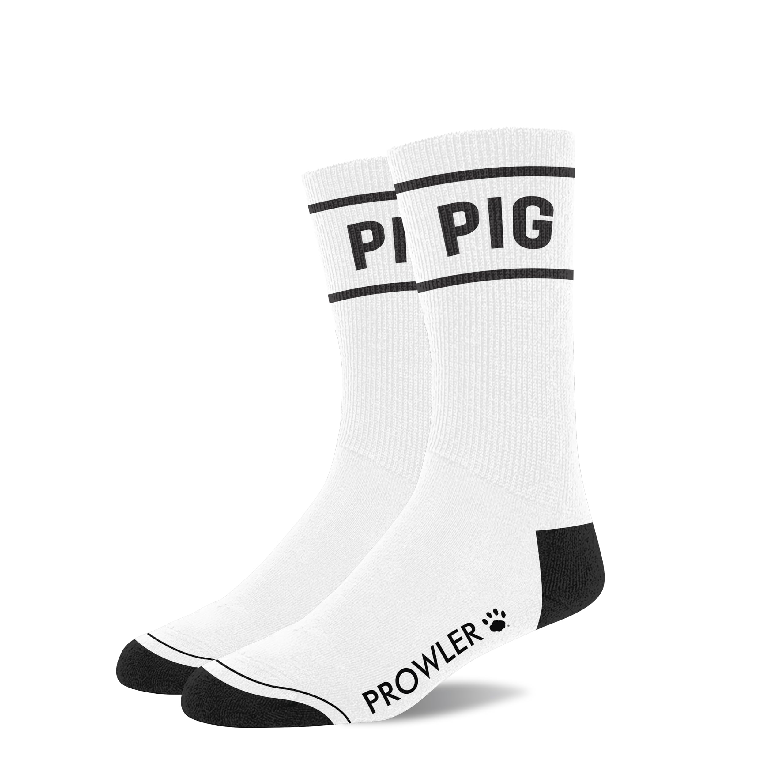 Prowler Men's Black & White Pig Socks – White Cotton Blend Foot Fetish Socks