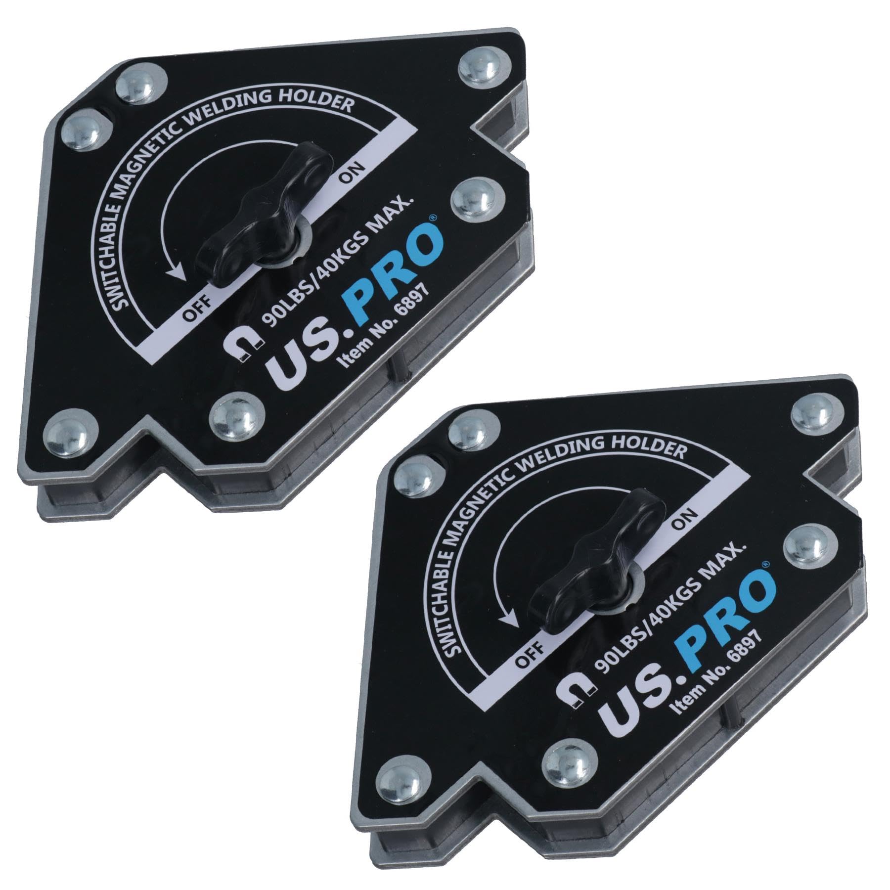 AB Tools Welding Magnet 90lb Switchable On Off Holder Support 3 Angles 2pc
