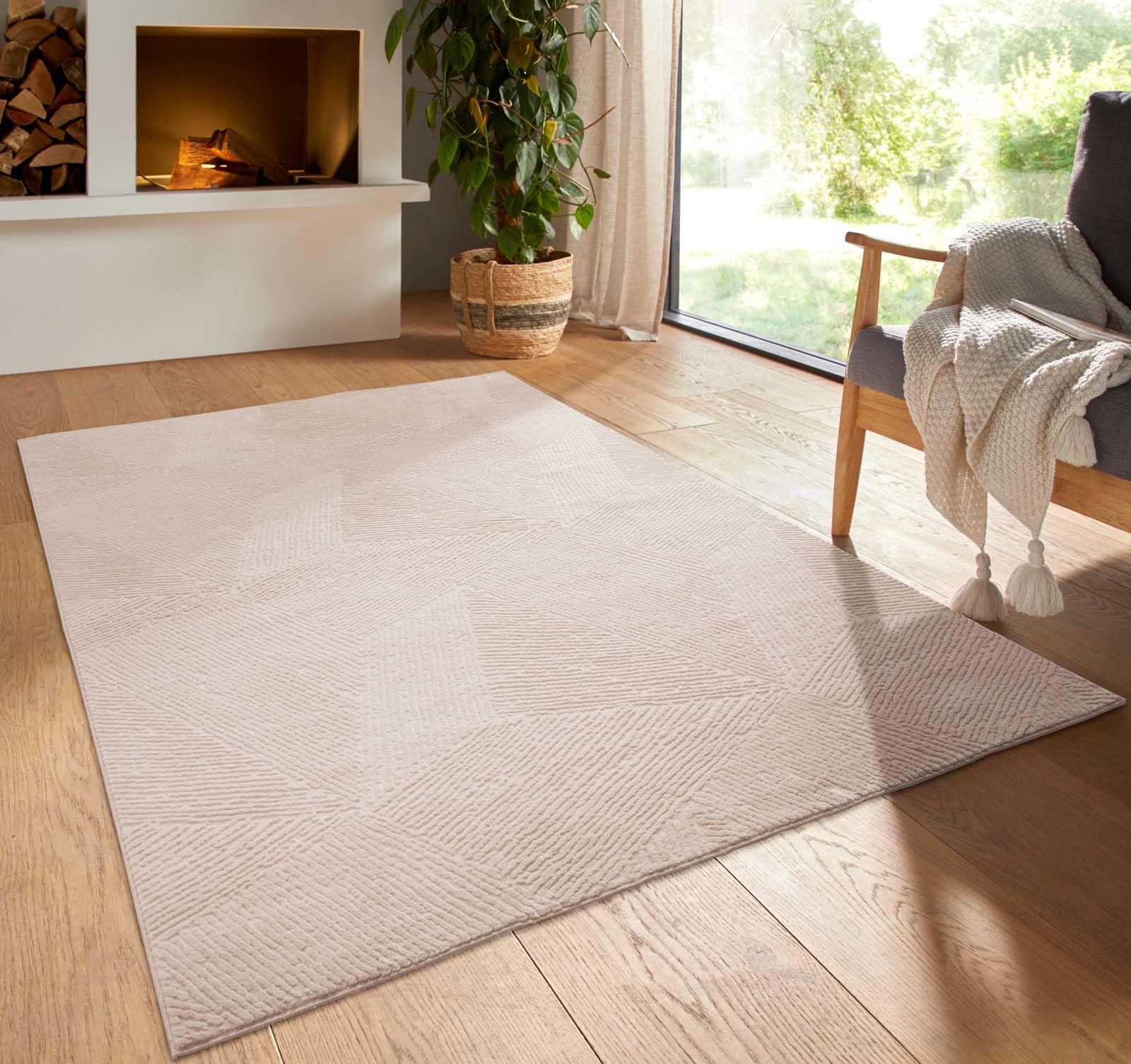 Taracarpet Kurzflor Boho Vintage Teppich waschbar, pflegeleicht geeignet für Wohnzimmer, Schlafzimmer und Kinderzimmer Kinderteppich auch als Badematte Badzimmerteppich Beige Fresco 140x200 cm