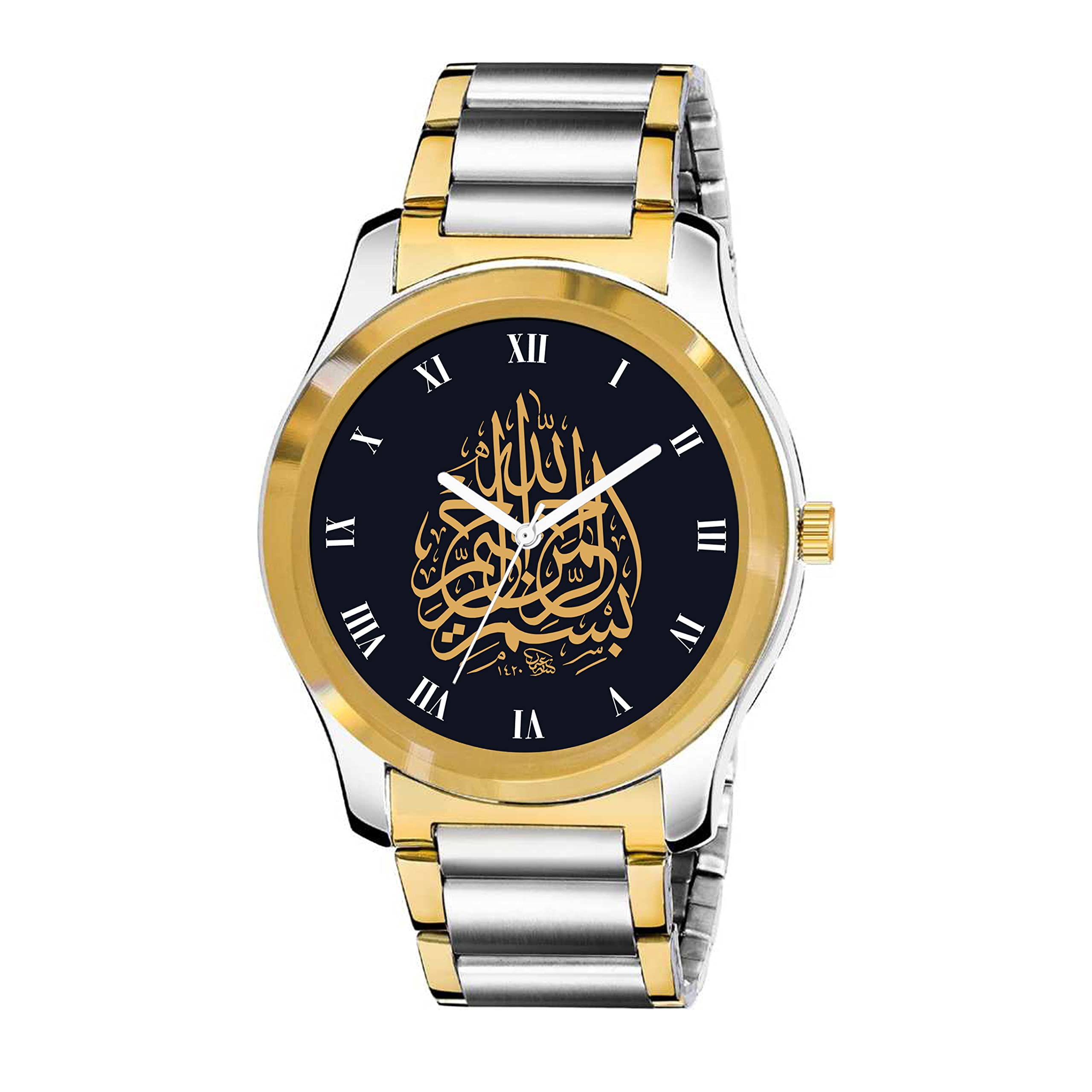 Gadgets World Analogue Islamic Bismillah Design Round Roman Dial Latest Fashion Attractive Black Leather Strap Stylish Wrist Watch for Men and Boys, Pack of 1 - RMNGPMen (B0BXLW4TT8) Amazon Price History, Amazon Price Tracker