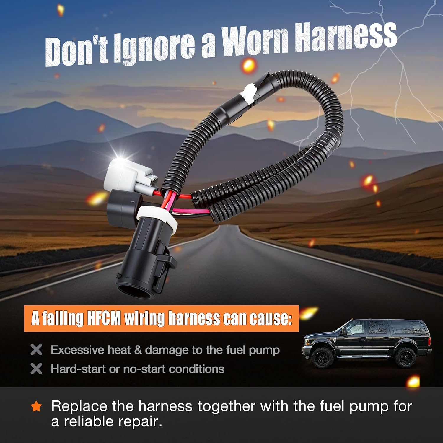 iFJF HFCM Fuel Pump Wiring Harness Compatible with Ford 6.0L Super Duty | F250-F550 Excursion Powerstroke V8, Common Rail System Guard, Heavy-Duty Fluoroelastomer Seals, Plug-and-Play Install
