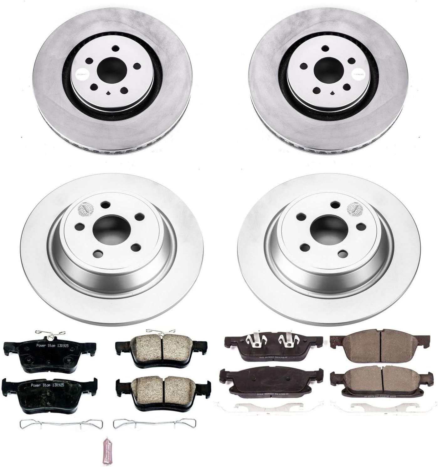 Power Stop CRK7231 Coated Brake Rotor and Ceramic Brake Pads- Front & Rear For Lincoln MKX 2016-2018 [Model Specific]