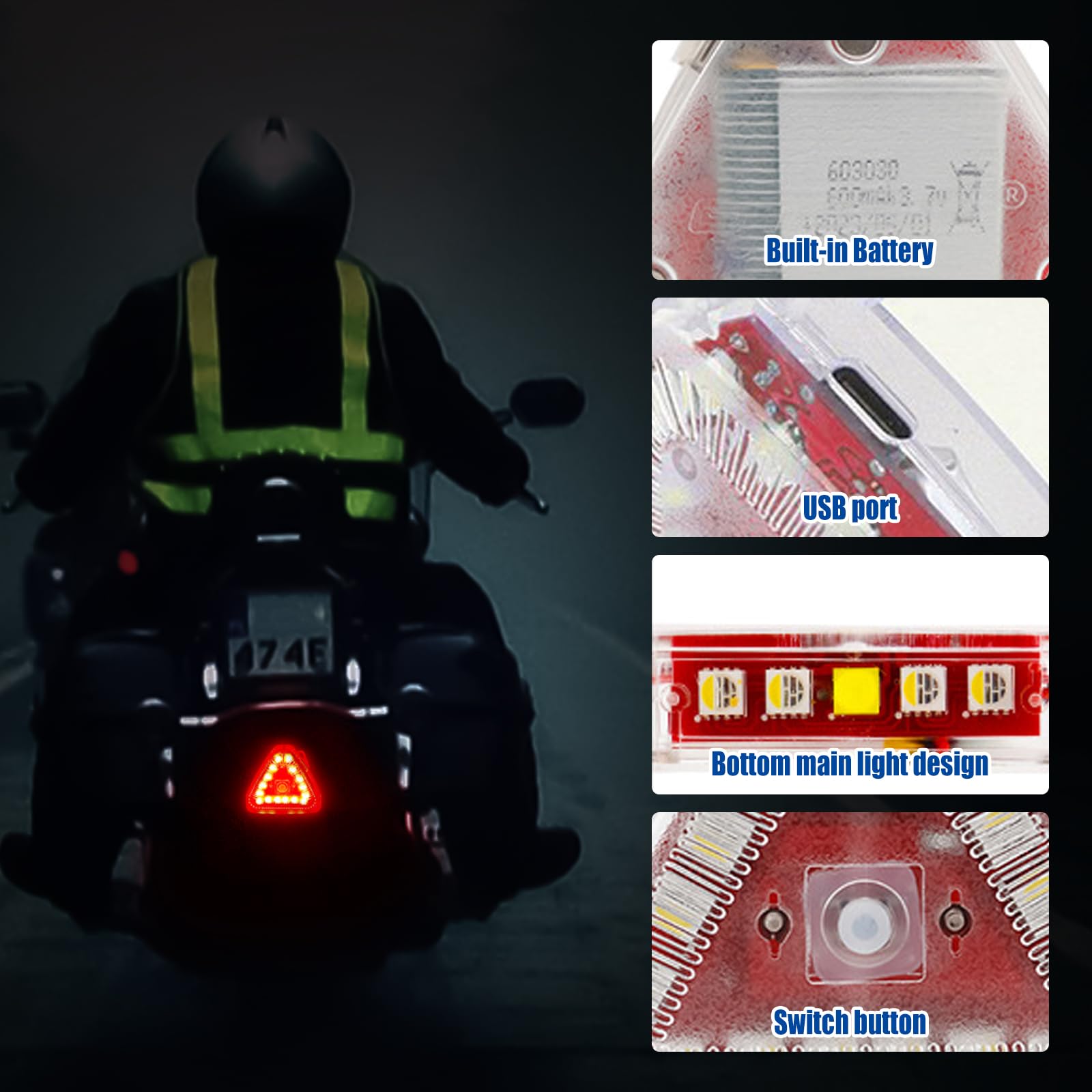Gotrain 4PCS LED Strobe Drone Light High Brightness 7 Colors LED Strobe Night Anti Collision Lights USB Rechargeable Flashing Lights for Car Motorcycle Aircraft RC Boat Dirt Bike - Image 4
