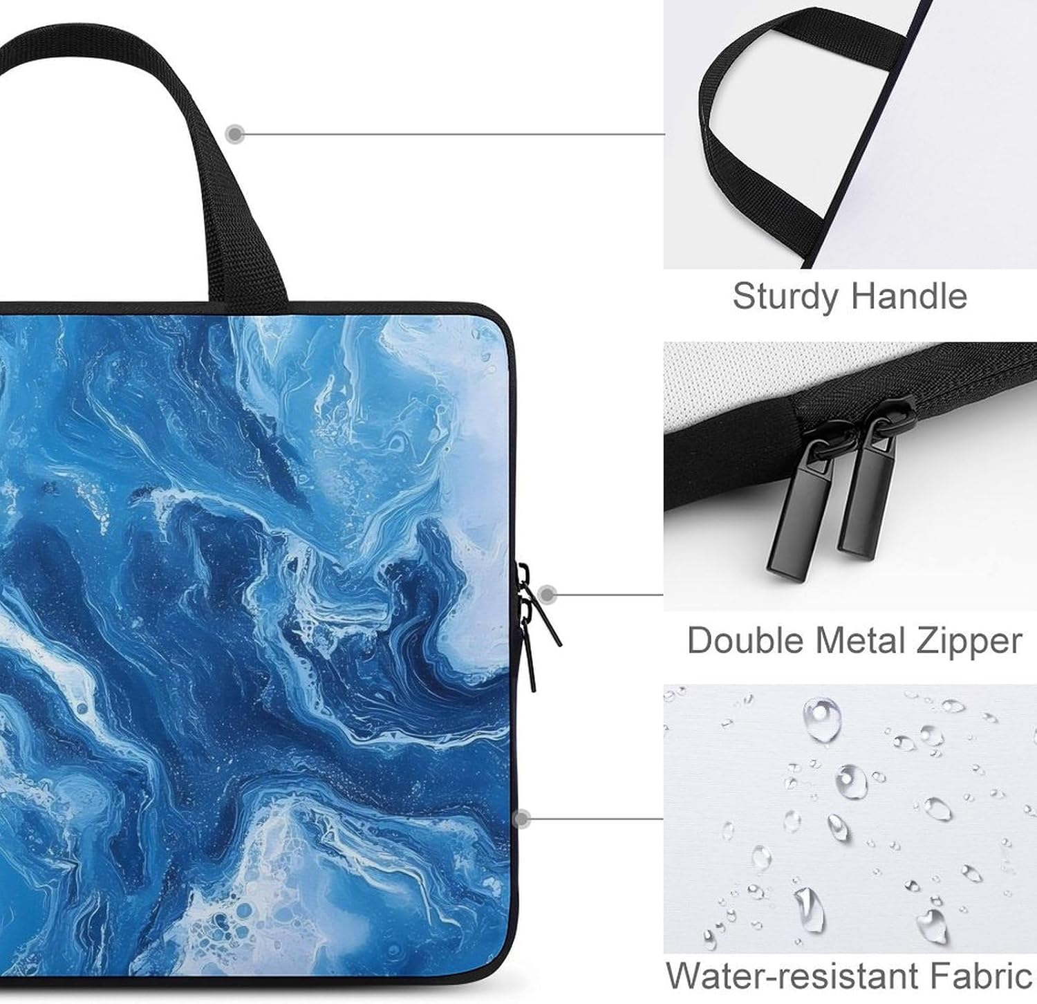 Abstract Blue Marble Tie-dye Laptop Bag Lightweight Computer Bag Carrying Case for Work Business