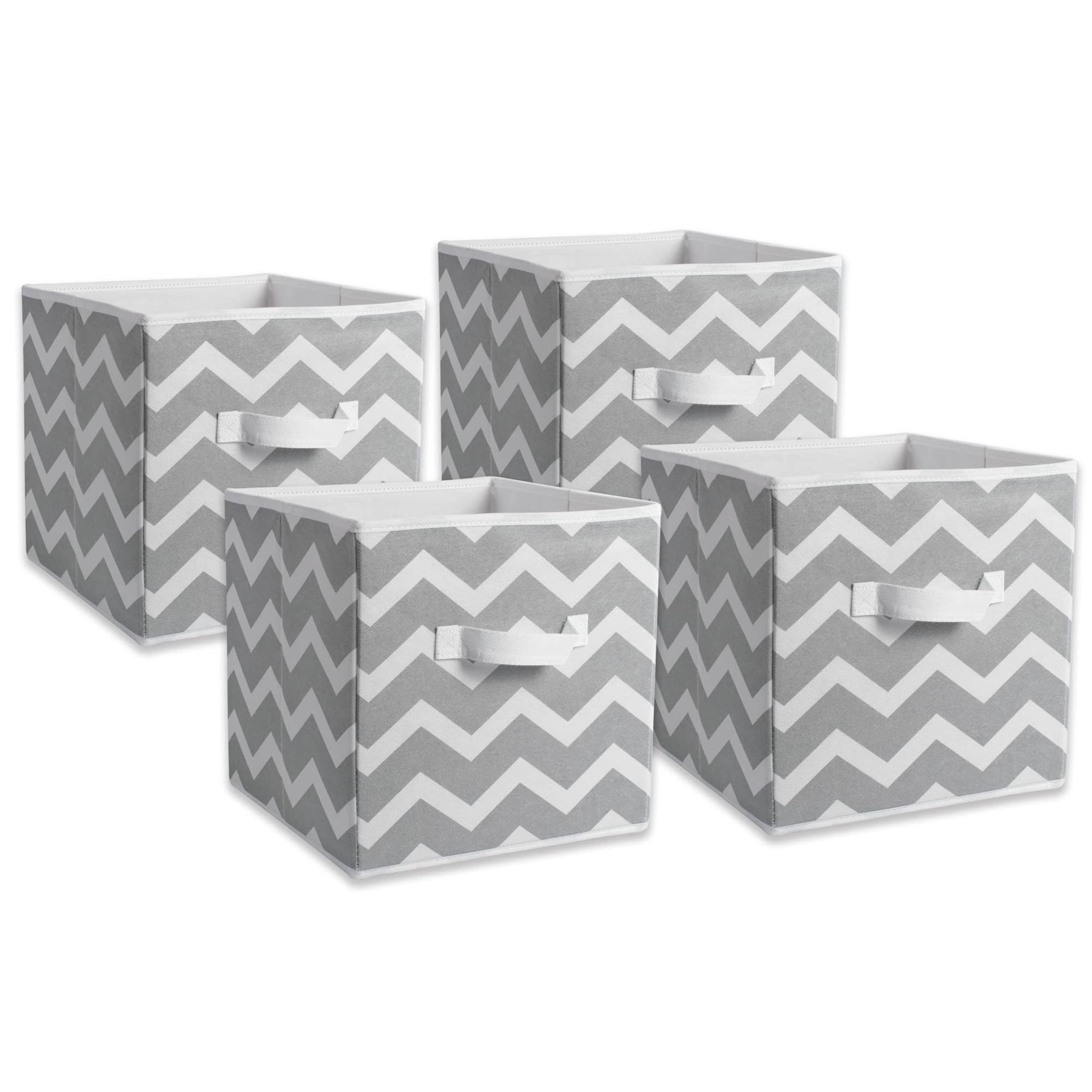 DII Non Woven Polyester Storage Bin, Chevron, Gray, Small Set of 4
