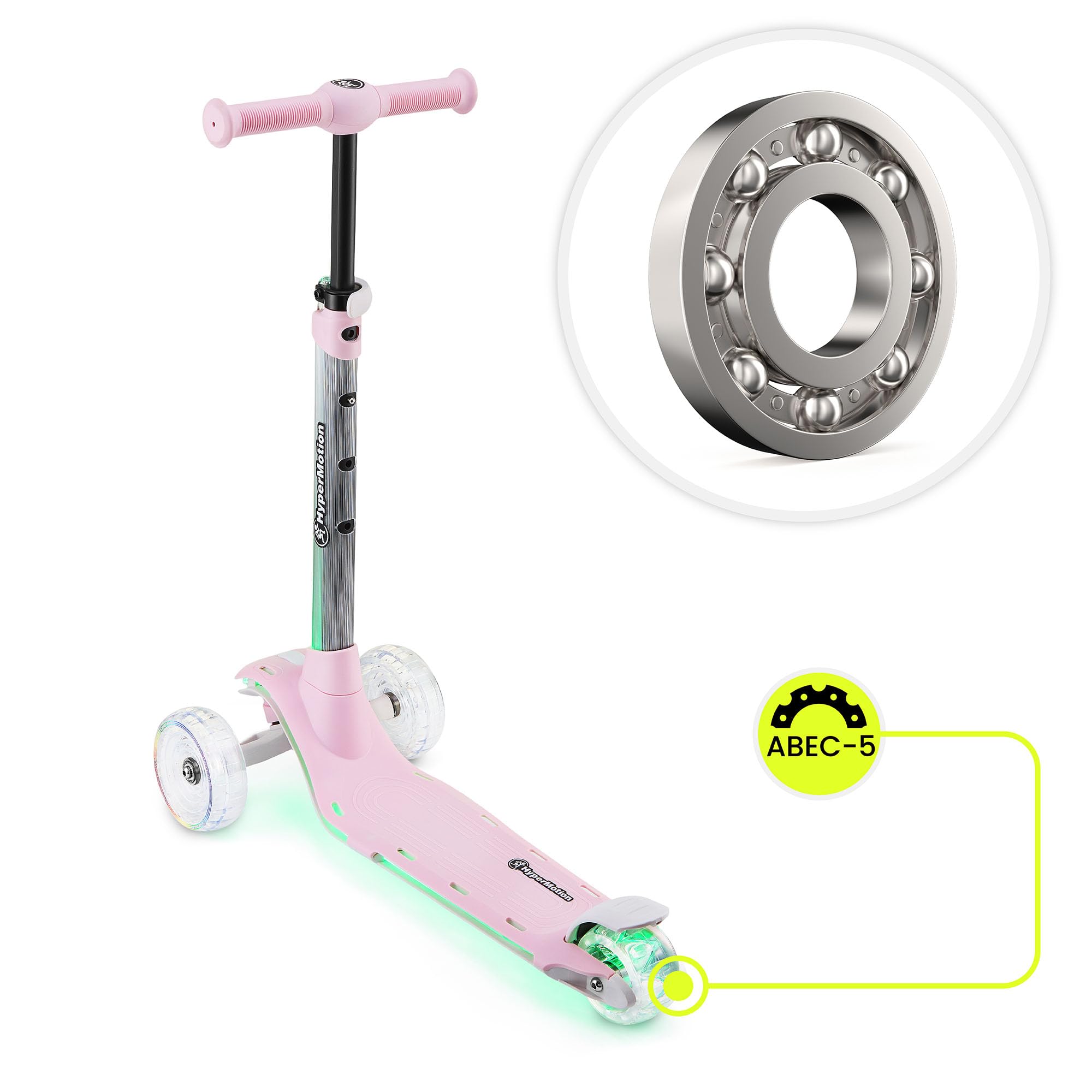 HyperMotion- Monopattino a tre ruote per bambini, 3-8 anni, con illuminazione