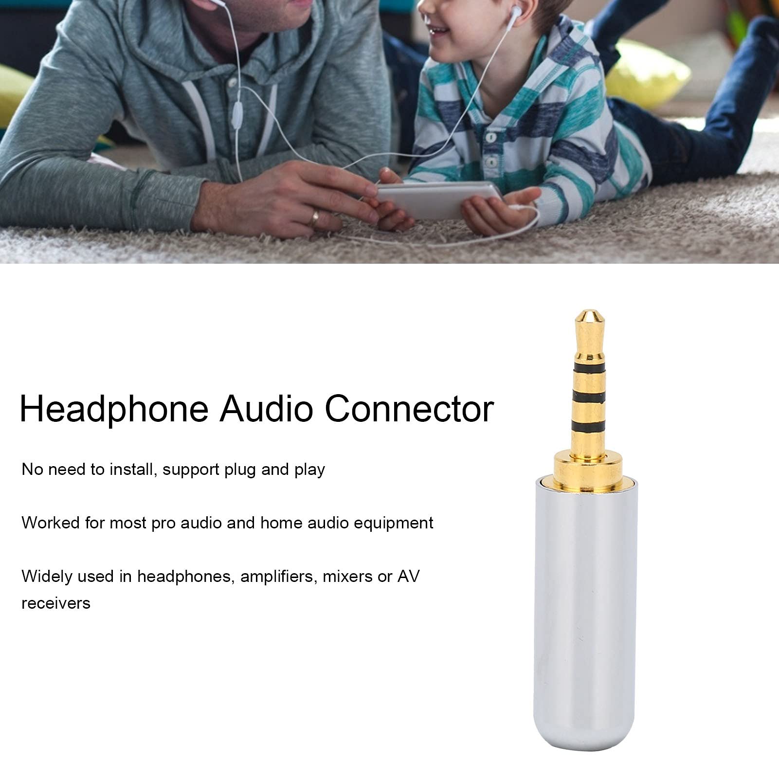 Conector de Audio estéreo para Auriculares de 2,5 mm, Conector de Repuesto para Productos Digitales, Conector de Metal de 80 Piezas con diseño Delgado, Compatible con