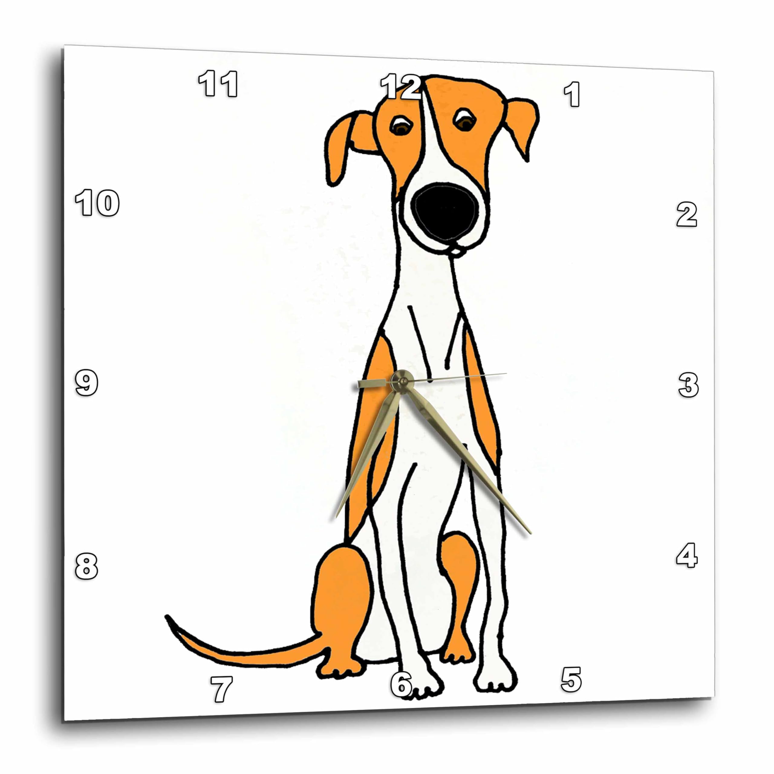 Horloge Greyhound chiot de dessin animé rouge et blanc pendule murale 25cm