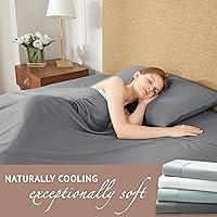 Vista 4 de Comfort Spaces Juego de sábanas de 100% rayón (de bambú), transpirable, con bolsillo profundo de 15 pulgadas, para todas las estaciones, juego